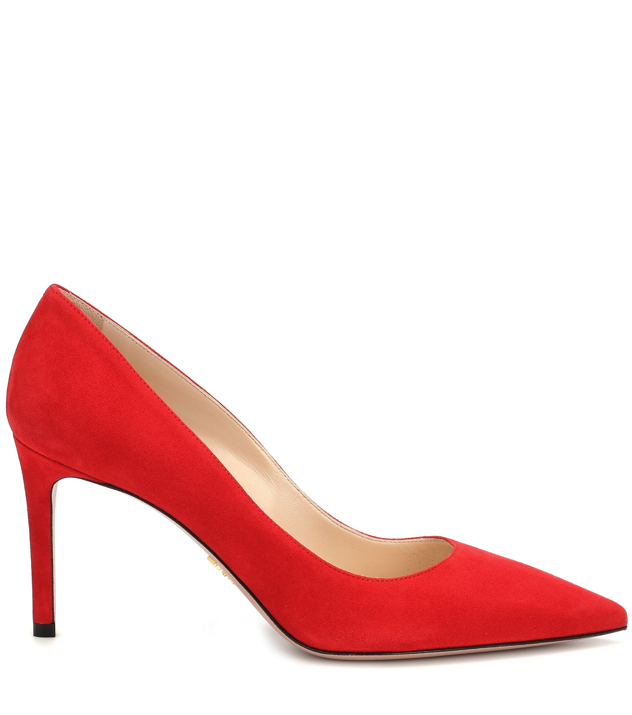 Prada Suede Pumps in Red - Lyst