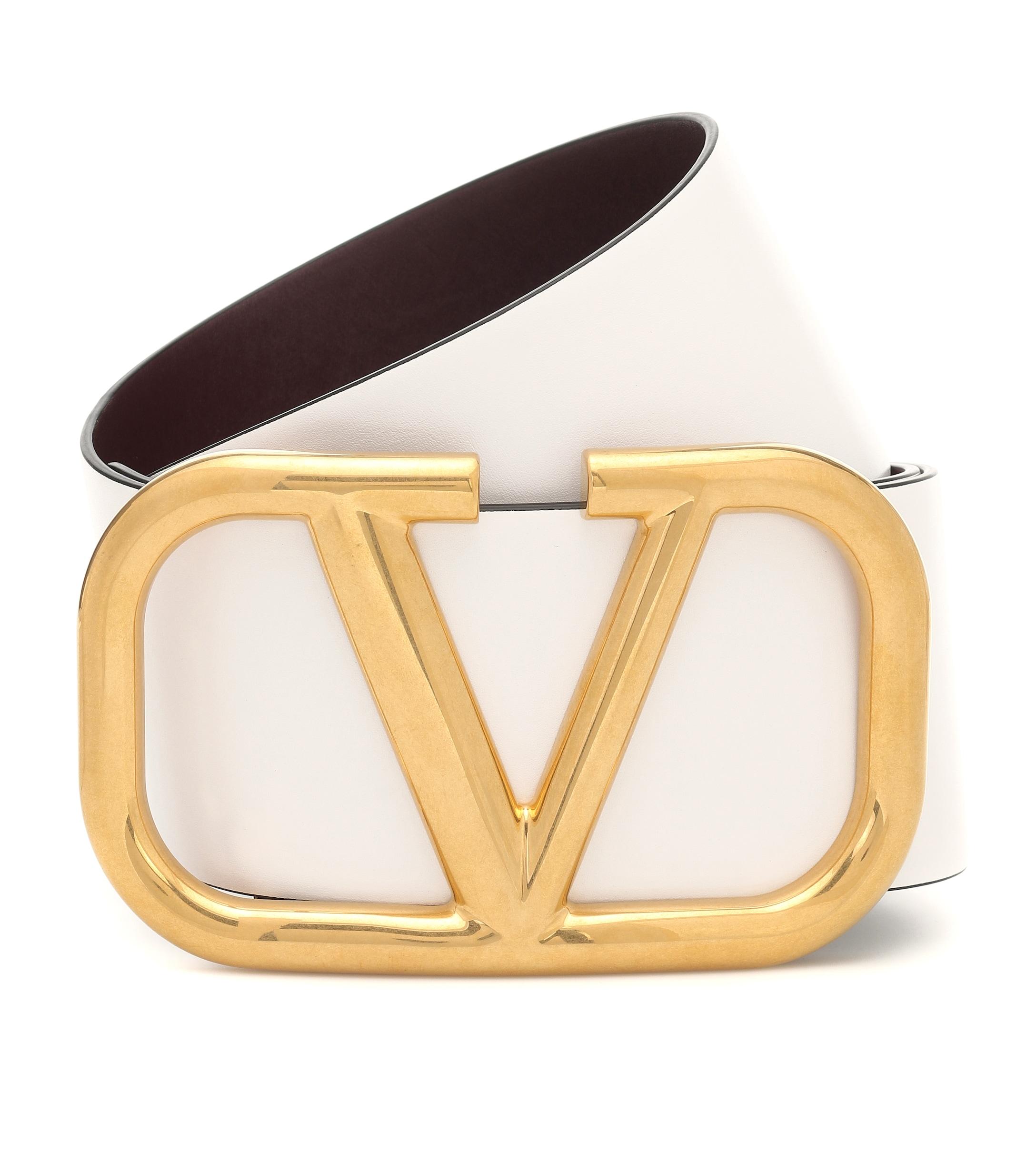 Valentino Garavani Vlogo Reversible Leather Belt in White Lyst
