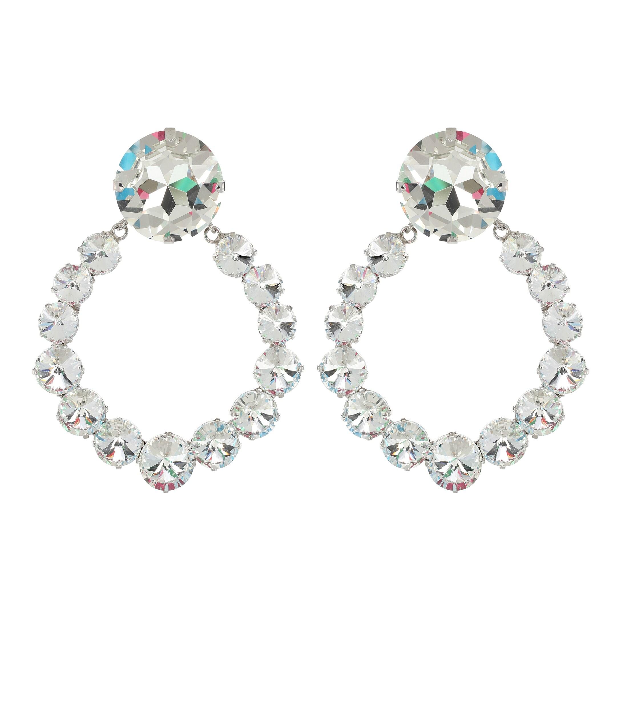 Alessandra Rich Crystal Clip-on Earrings in White - Lyst