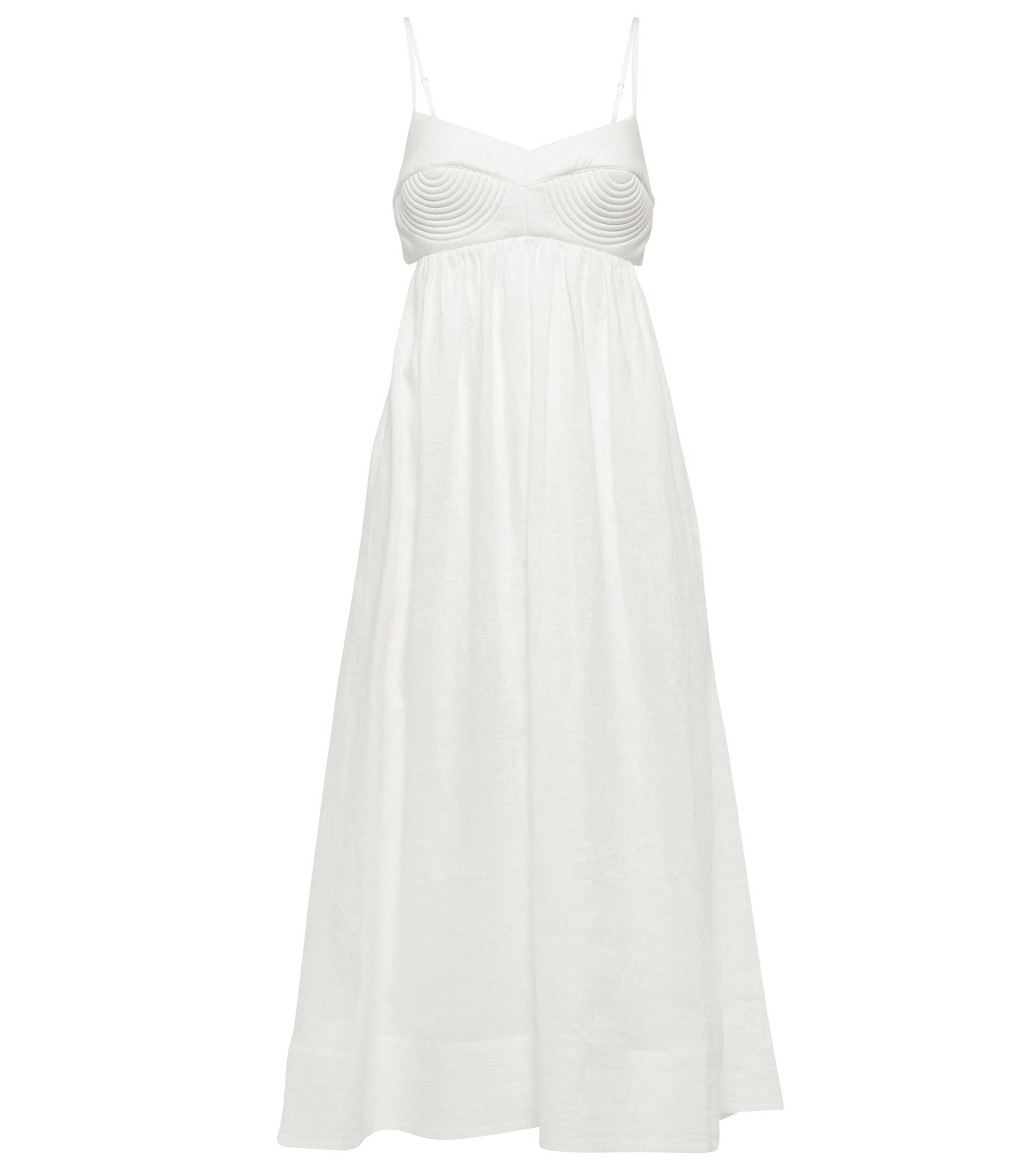 Zimmermann Rosa Linen Midi Dress in White Lyst