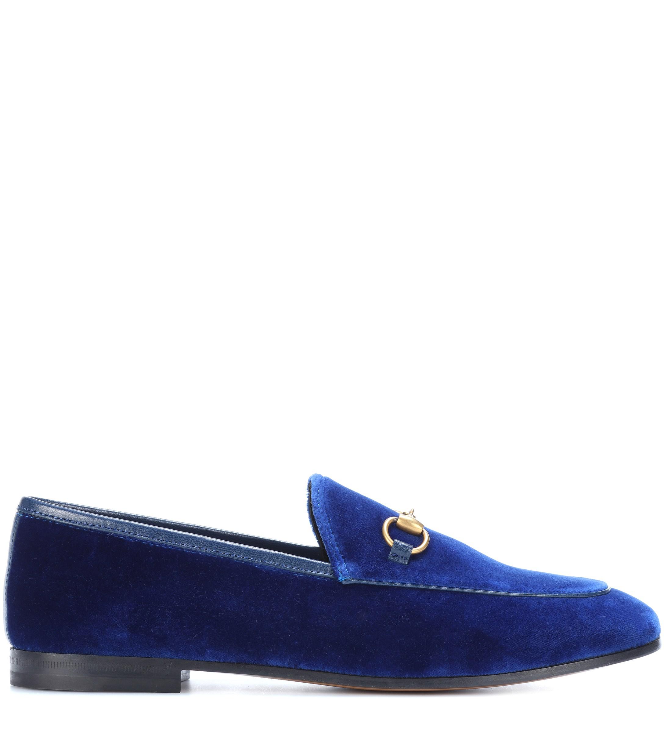 Gucci Jordaan Velvet Loafer in Blue - Lyst