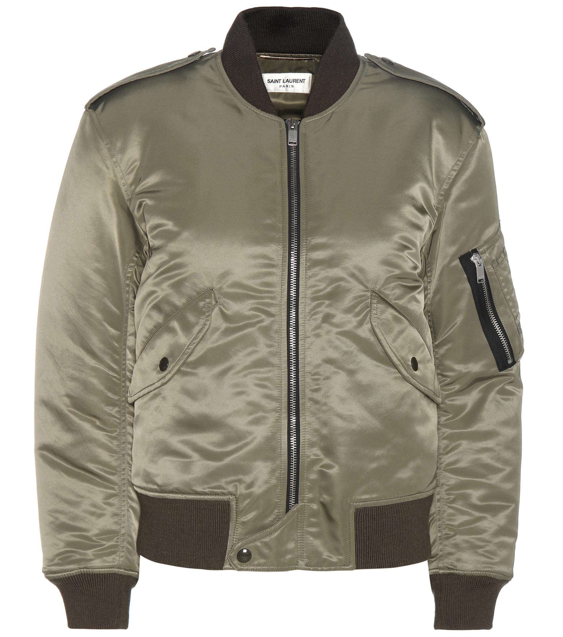 Saint Laurent Bomber Jacket in Green - Lyst