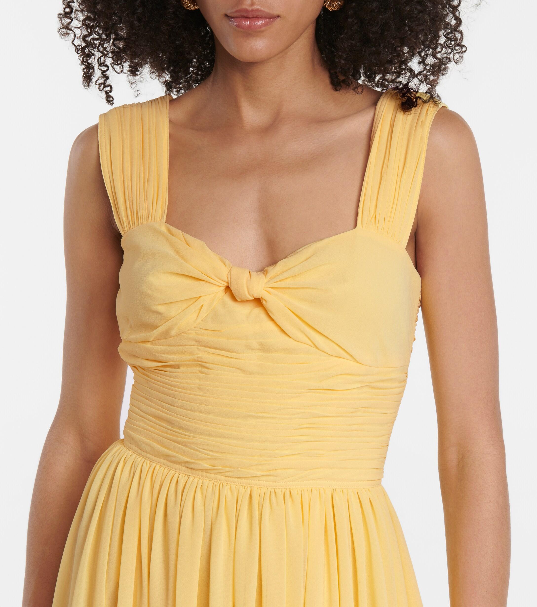 Polo Ralph Lauren Crêpe Midi Dress in Yellow | Lyst
