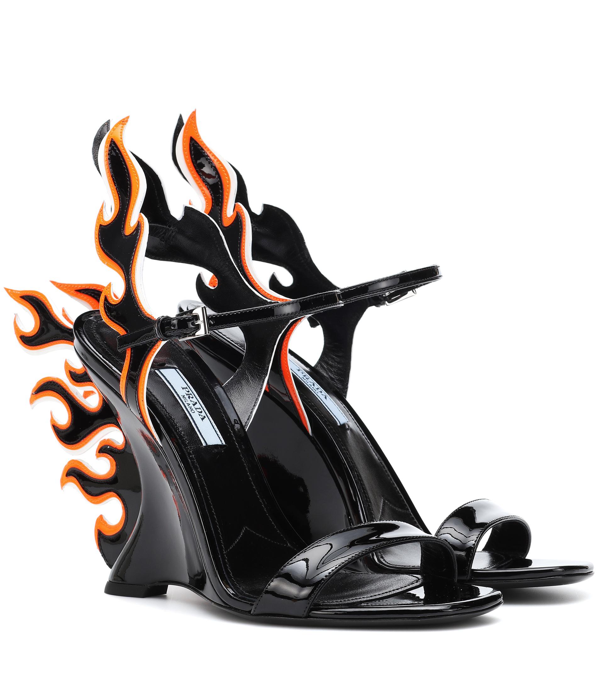 prada black flame heels