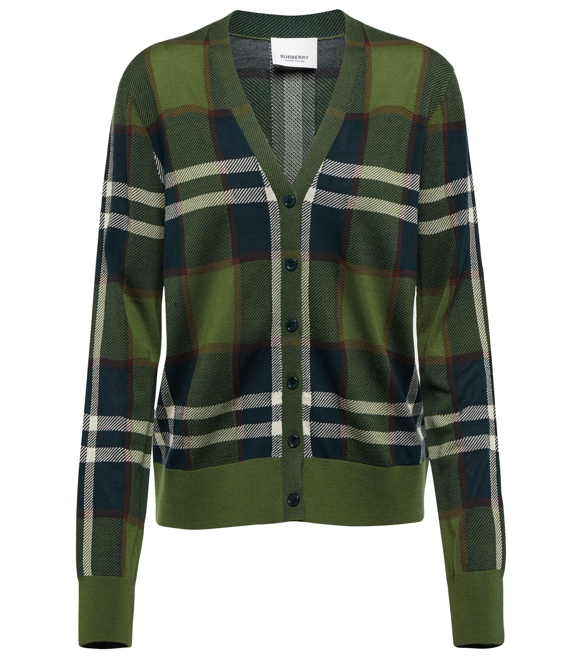 Burberry Vintage Check Wool-blend Cardigan in Green | Lyst