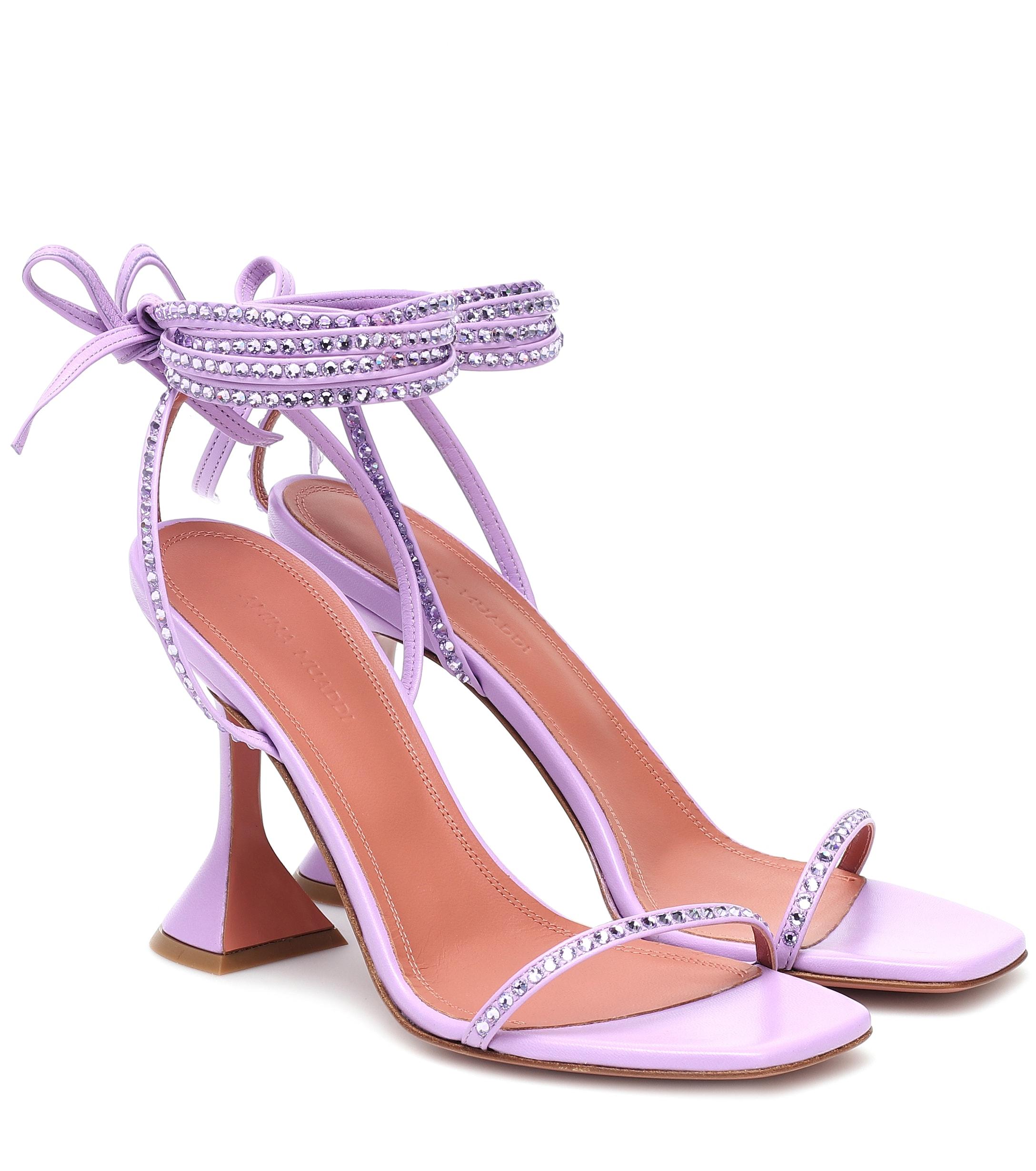 amina muaddi purple shoes