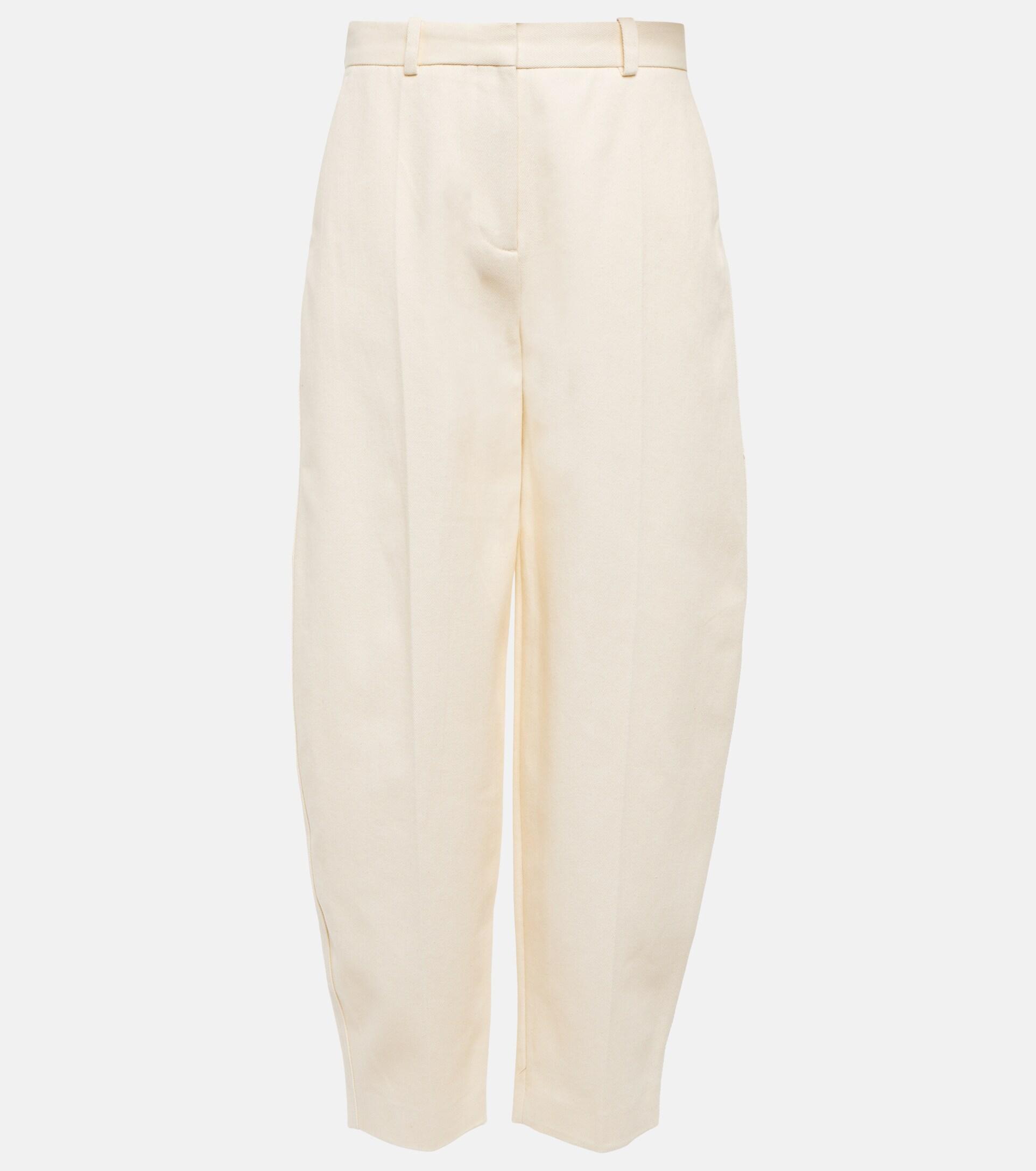 Totême Mid-rise Cotton Pants in White | Lyst