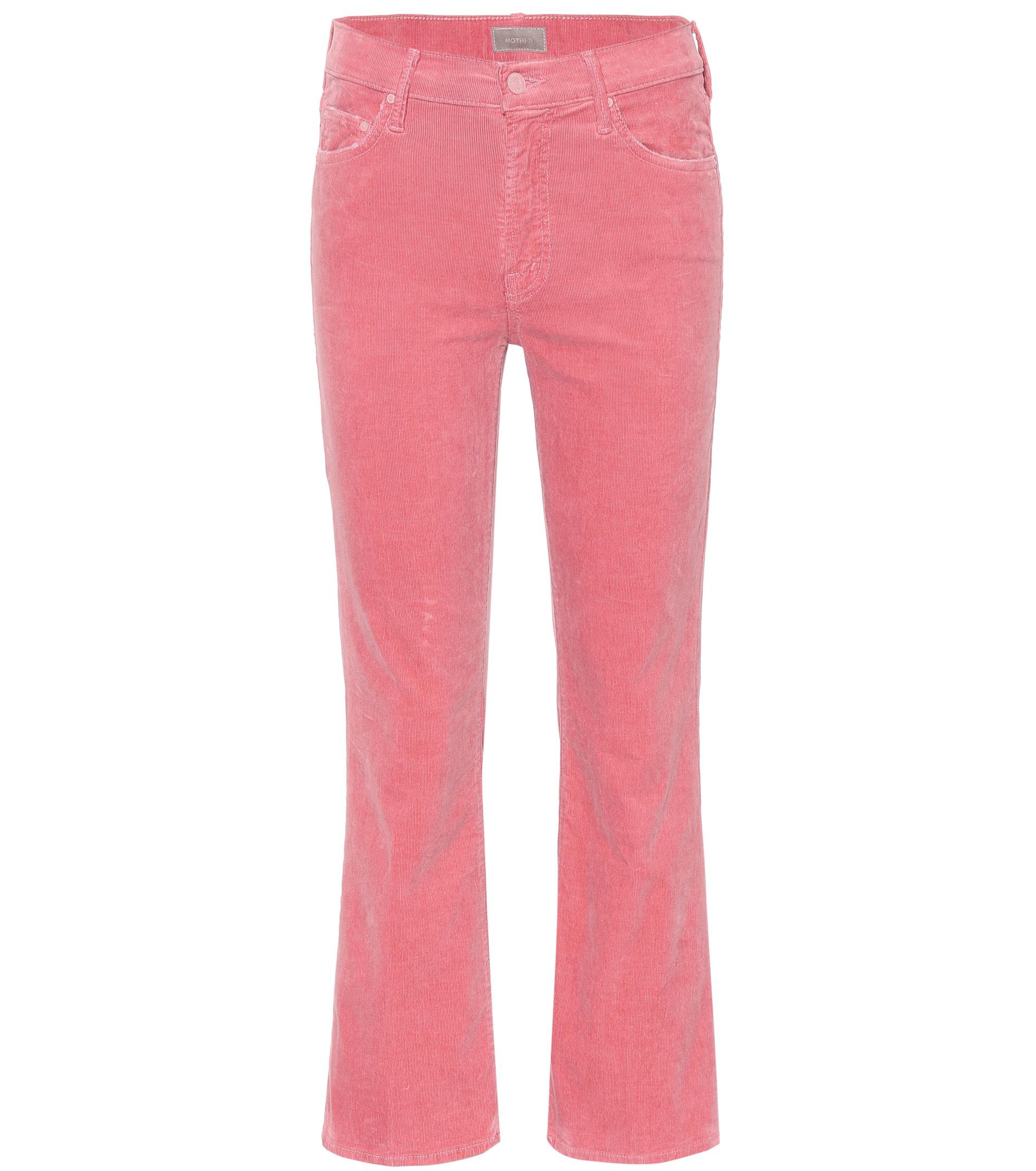 Mother Denim The Outsider Cropped Corduroy Jeans in Pink - Lyst