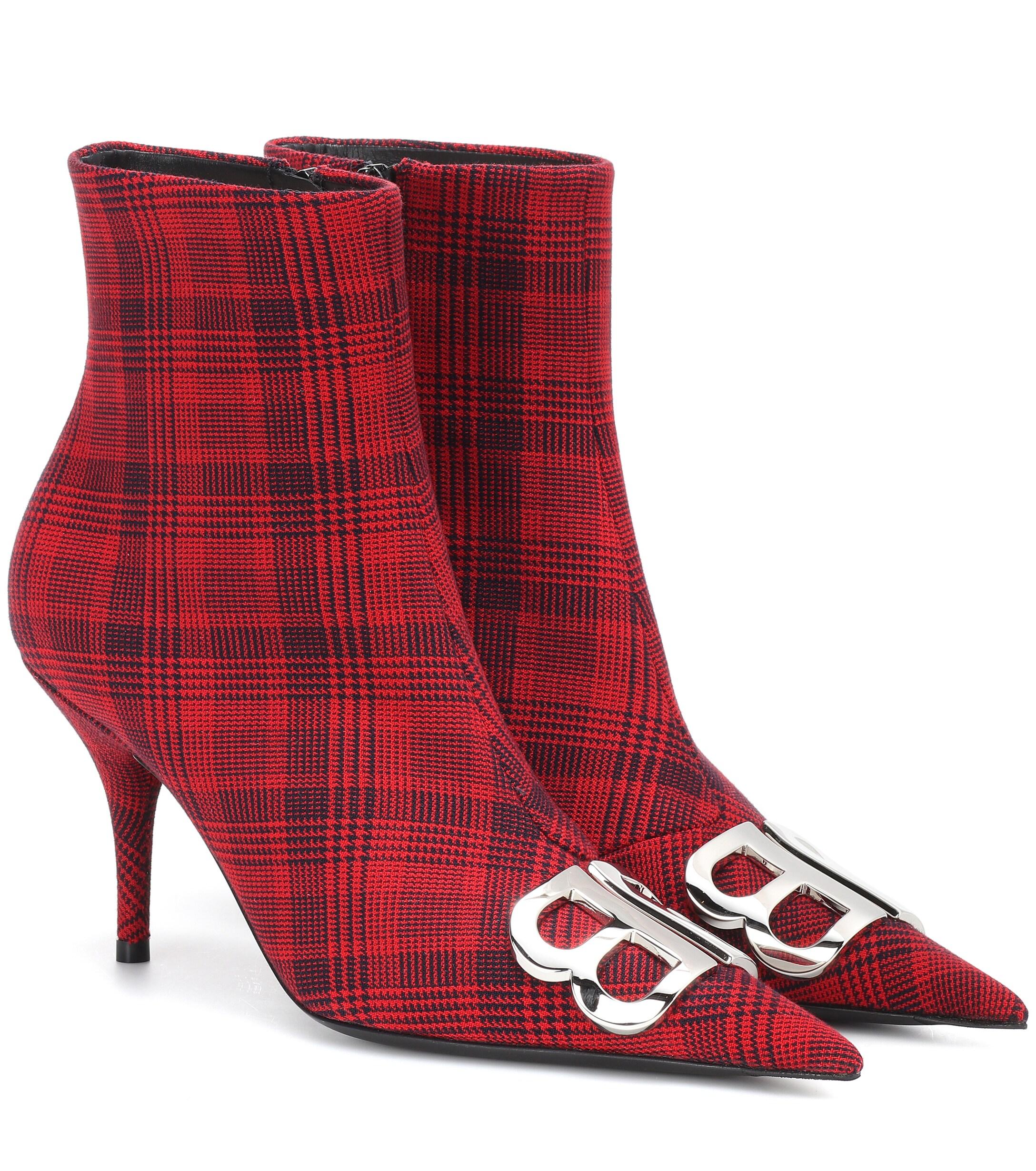 Balenciaga Bb Tartan Boot 80mm Red Save 62 Lyst