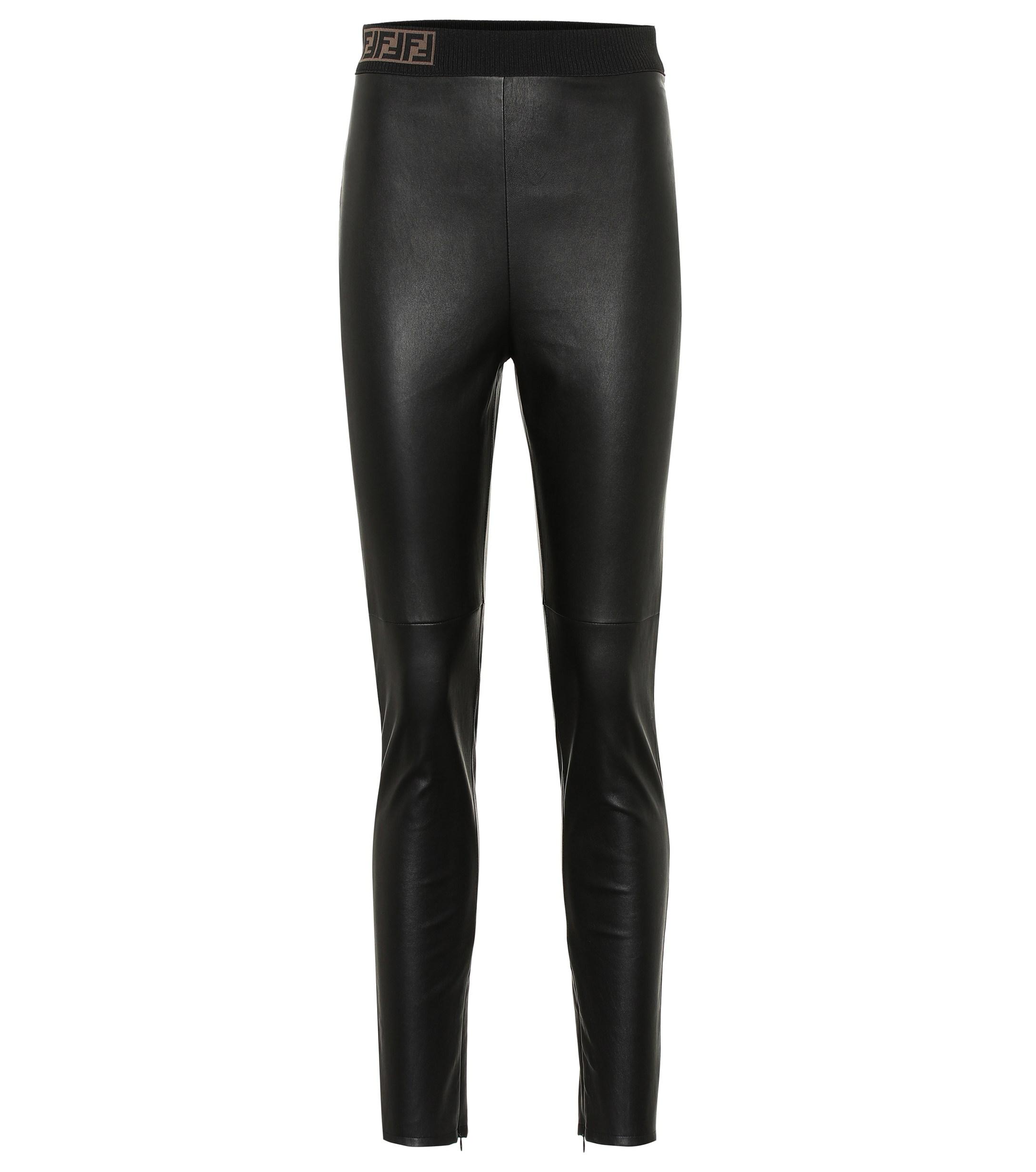Fendi Leather Skinny-fit Biker leggings in Black - Save 30% - Lyst