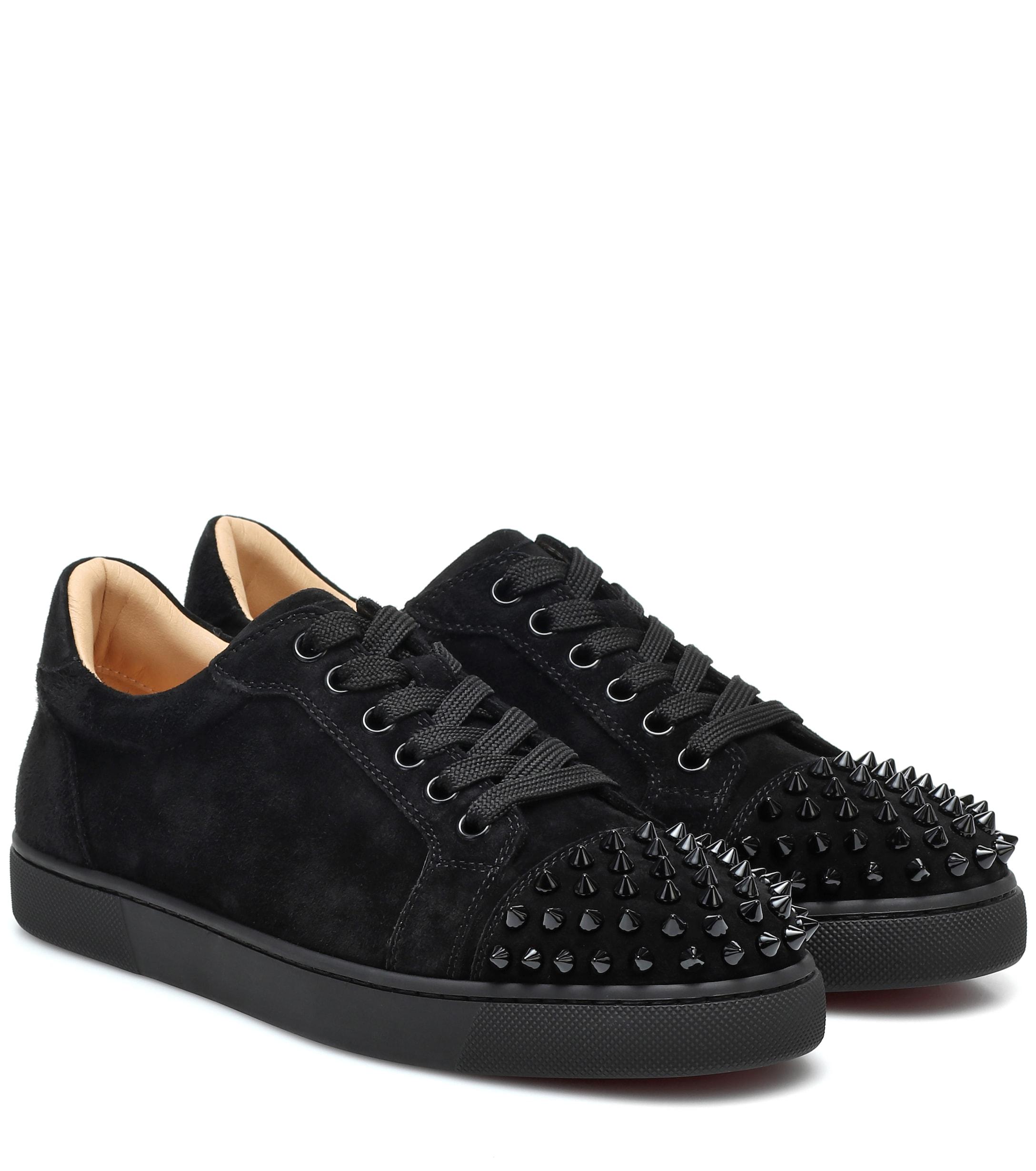 Christian Louboutin Vieira Spikes Suede Sneakers in Black - Lyst