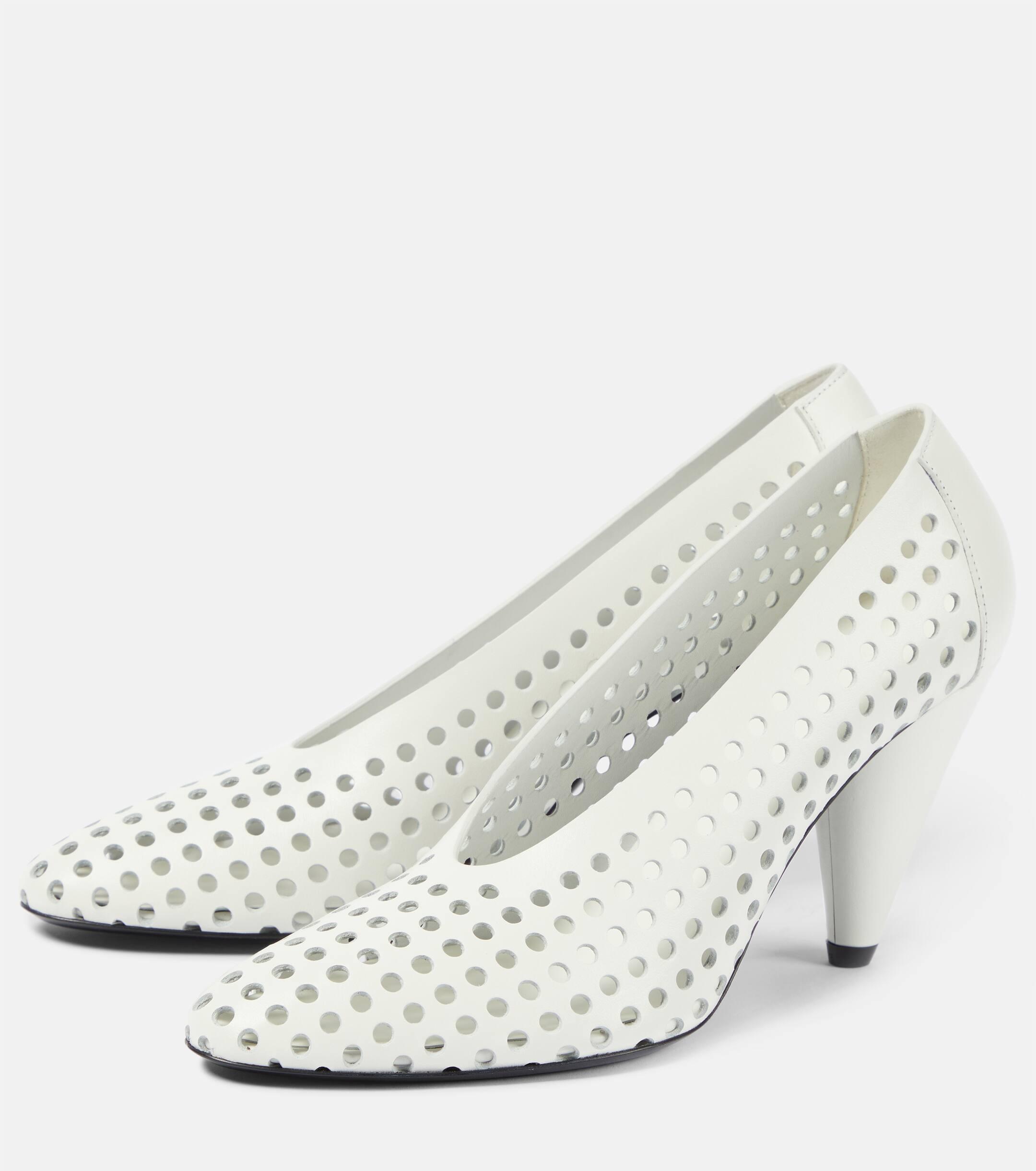 Perforated Cone Leather Pumps