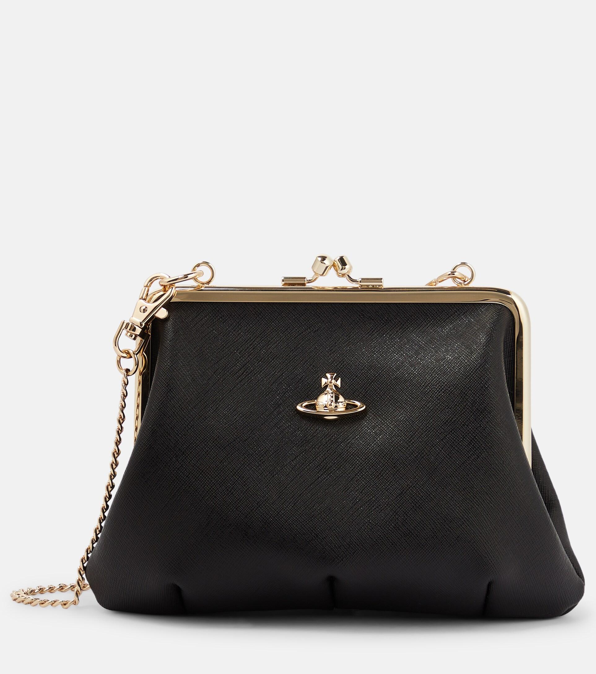 Vivienne Westwood Granny Frame Leather Clutch in Black | Lyst