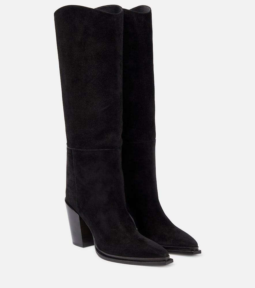 Jimmy Choo Cece 80 Suede Knee-high Boots in Black | Lyst