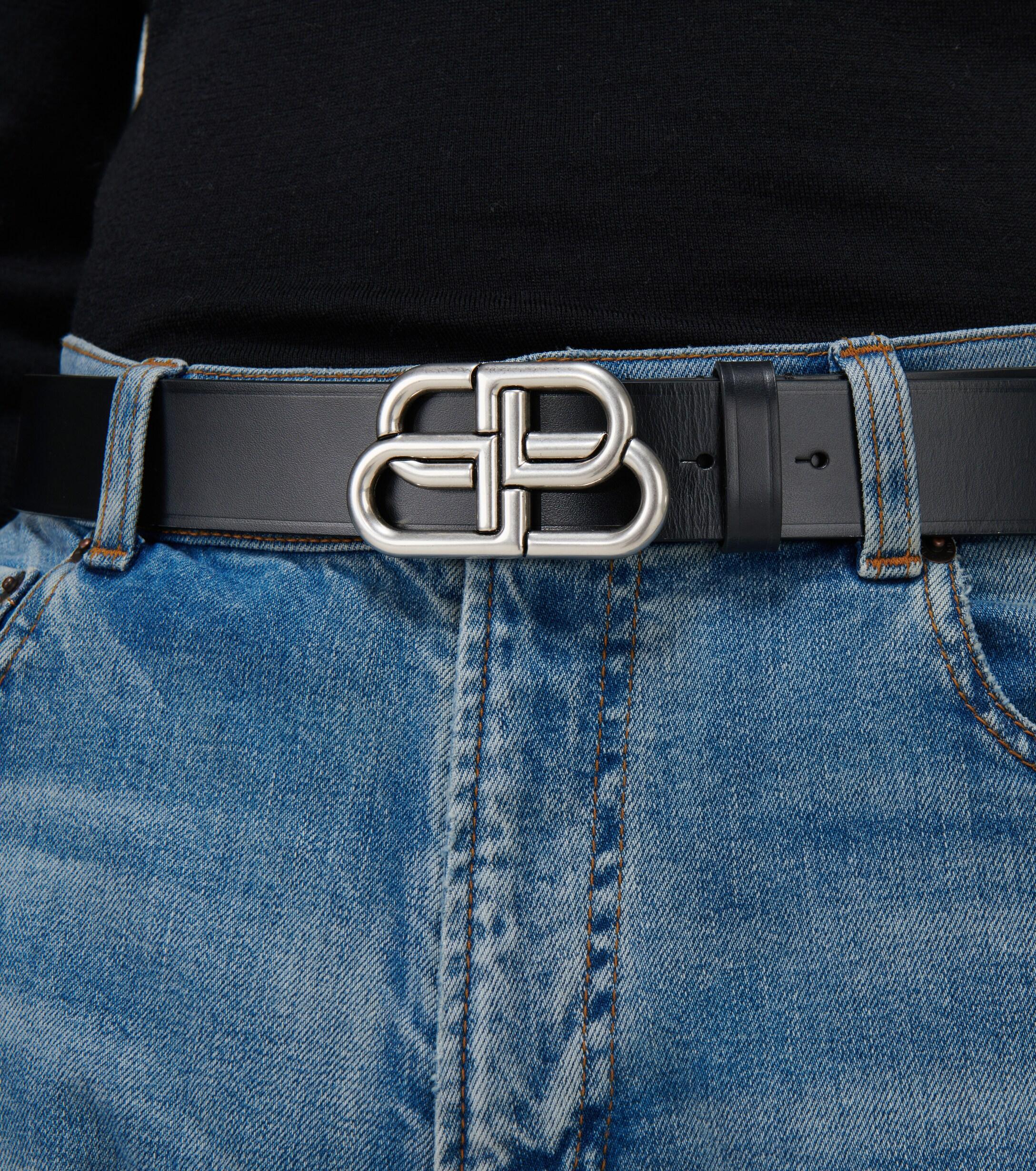 Balenciaga Bb Large Leather Belt in Black for Men | Lyst