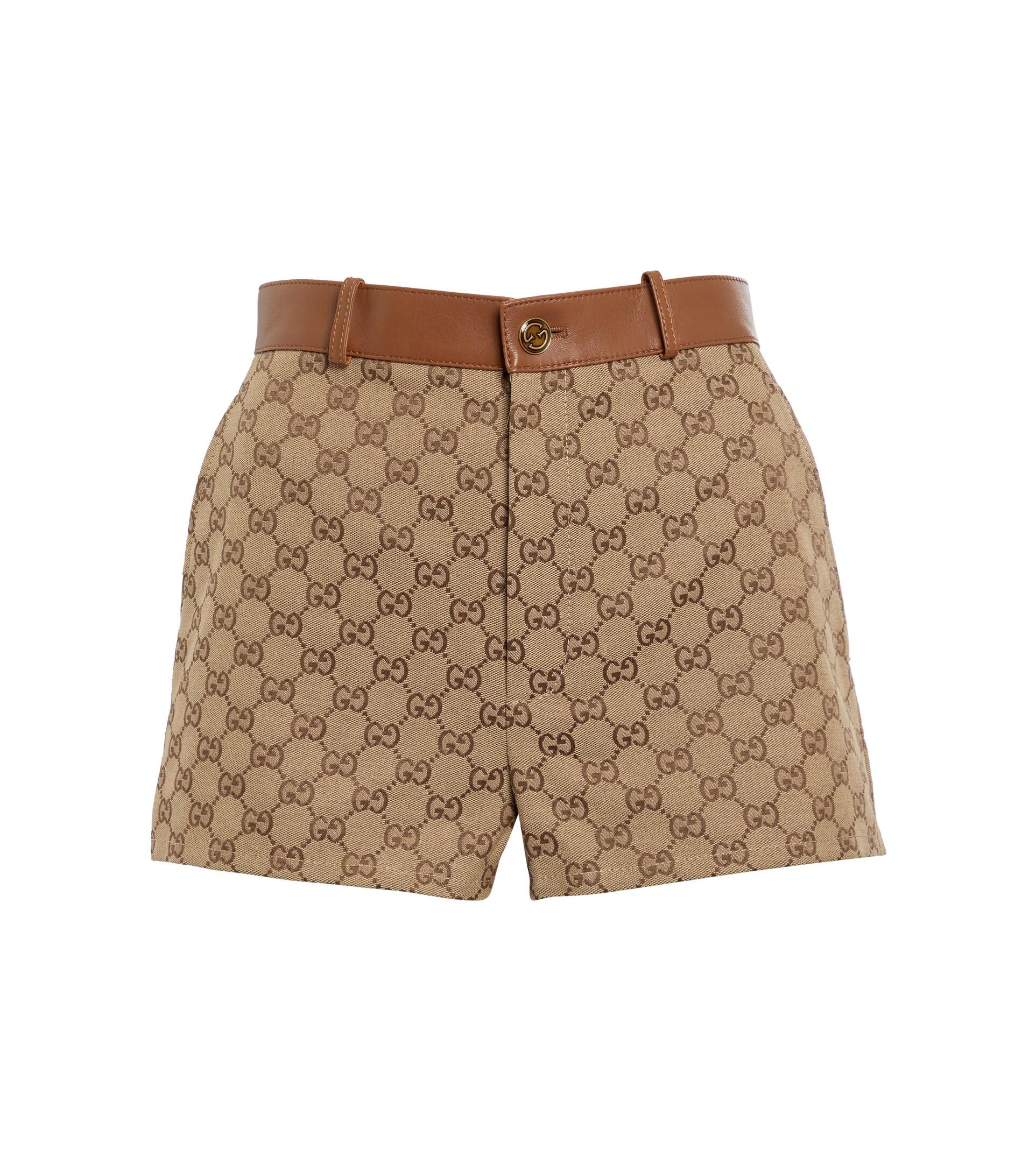 Gucci GG Supreme Leather-trimmed Shorts | Lyst
