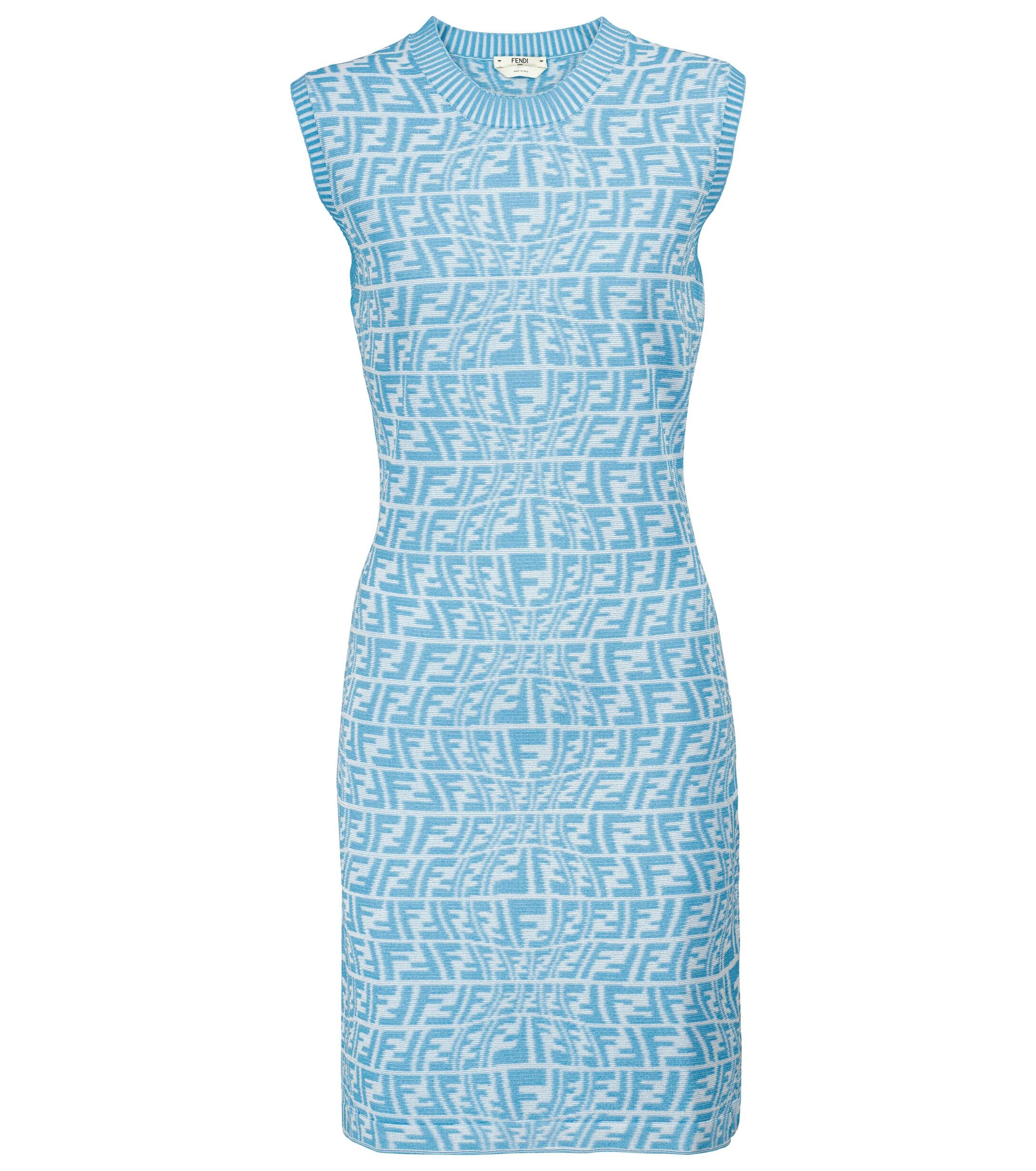 FENDI halterneck knitted dress - White