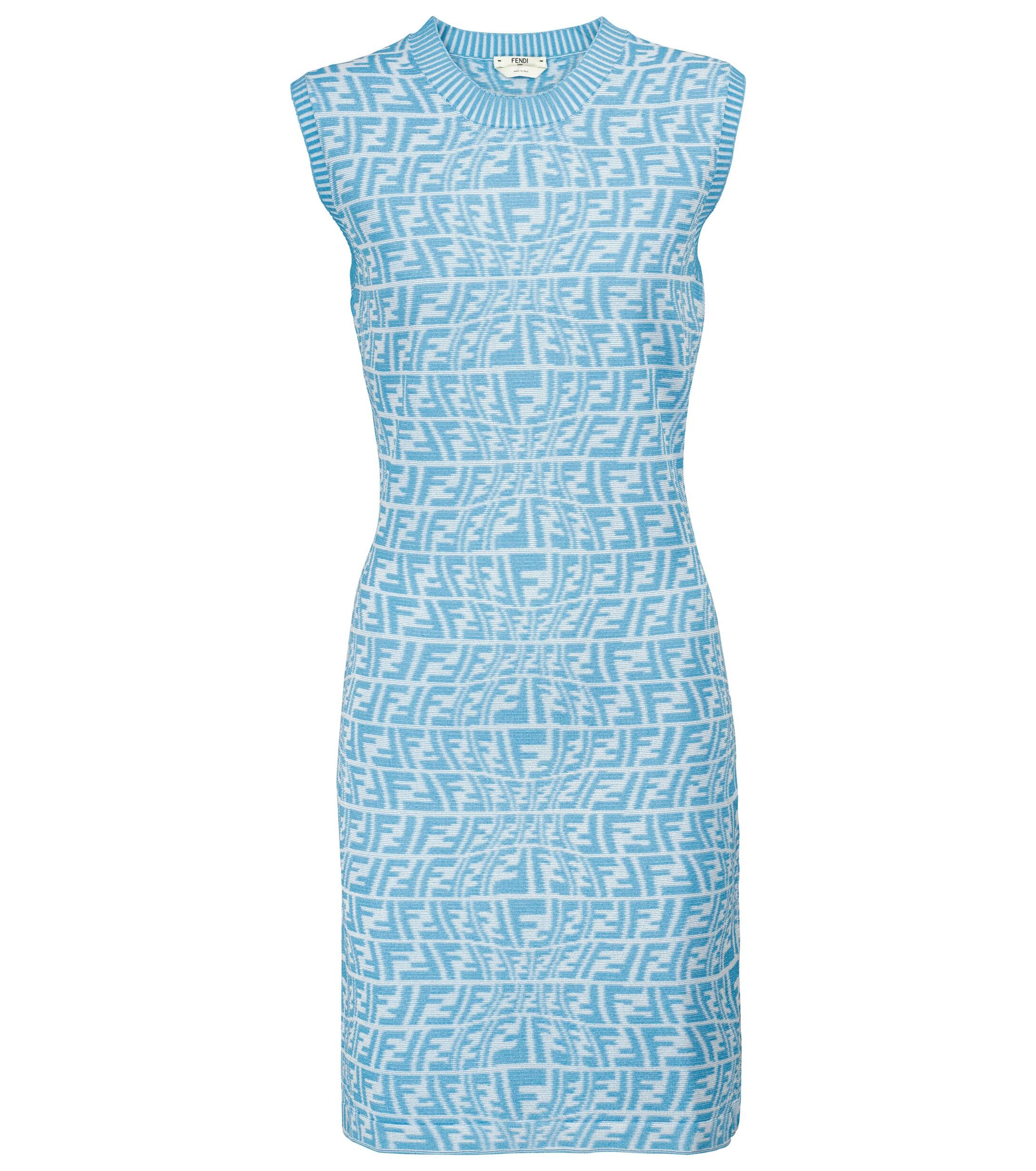 Fendi Silk Knit Dress Blue