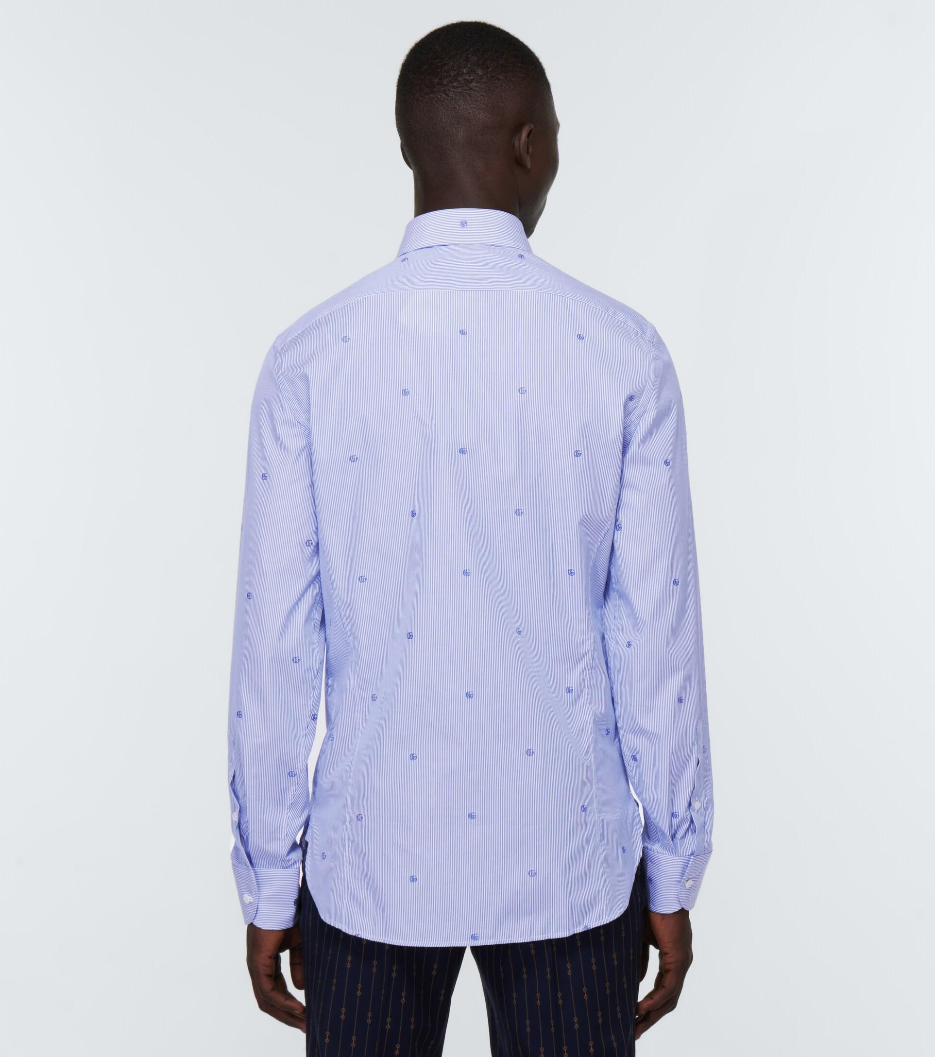 Gucci - Men - logo-embroidered Cotton Oxford Shirt Blue - UK/US 15.5