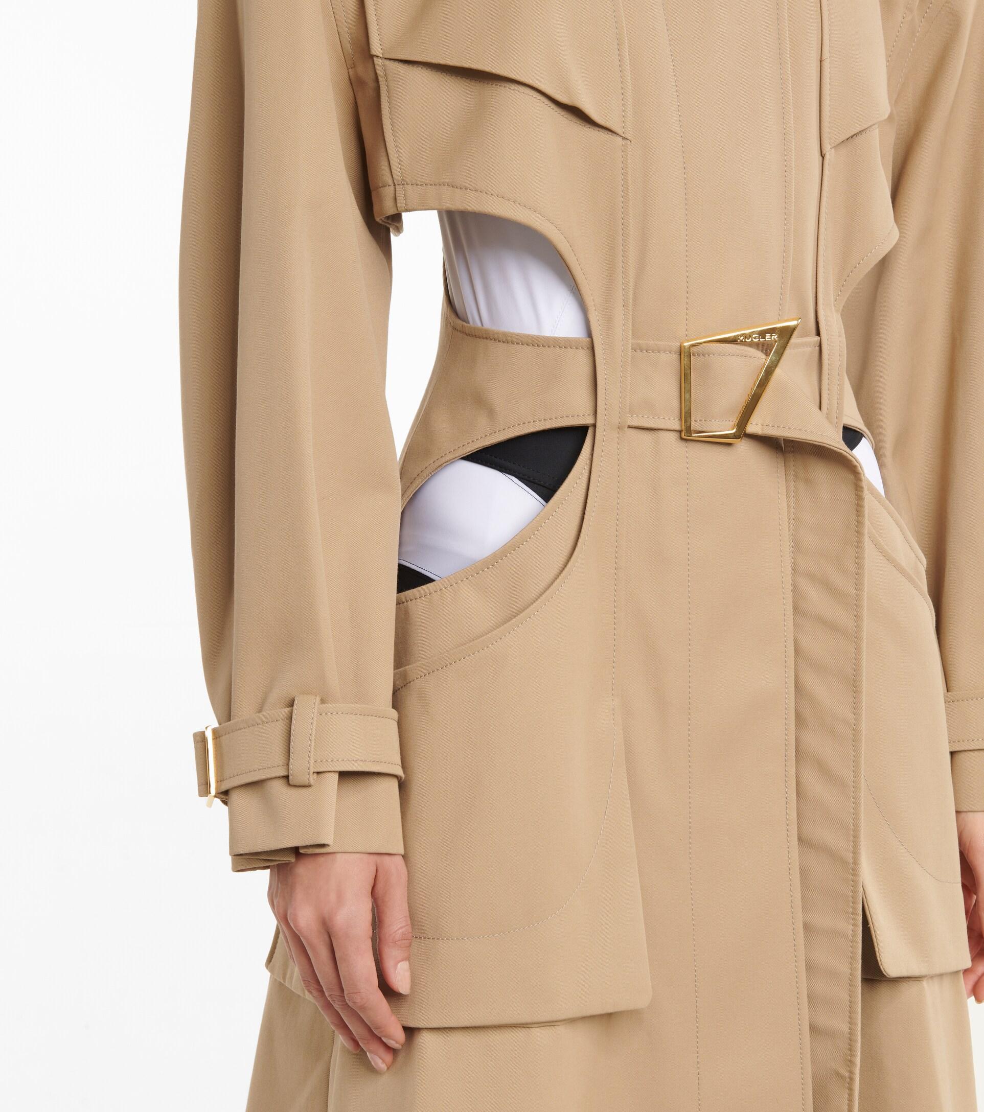 Mugler Cotton Cutout Belted Trench Coat 