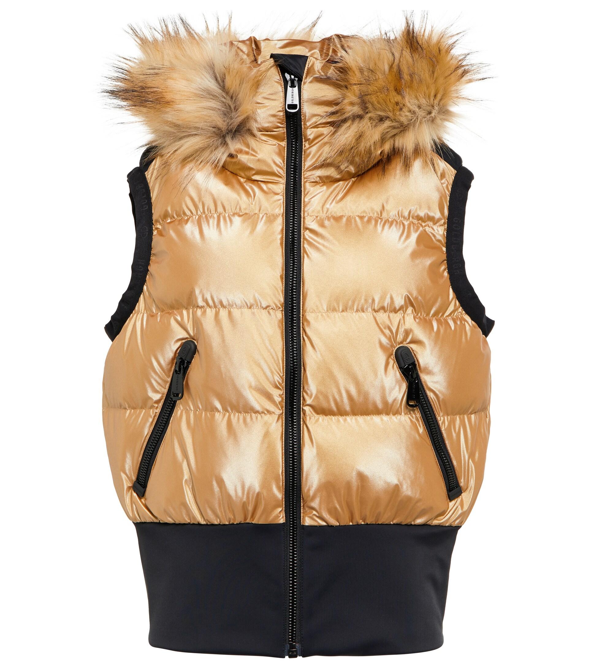 Goldbergh Faux Fur-trimmed Vest in Gold (Natural) | Lyst