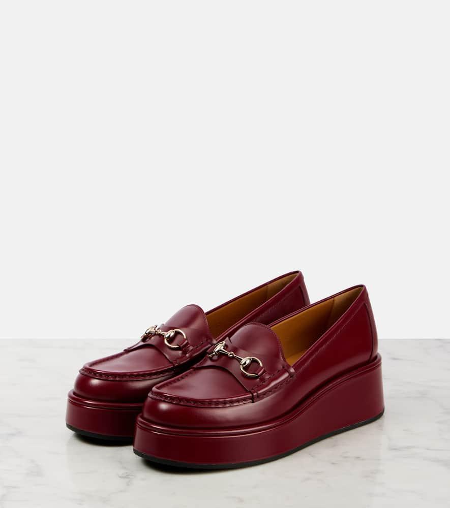 Gucci Horsebit Leather Platform Loafers in Red Lyst