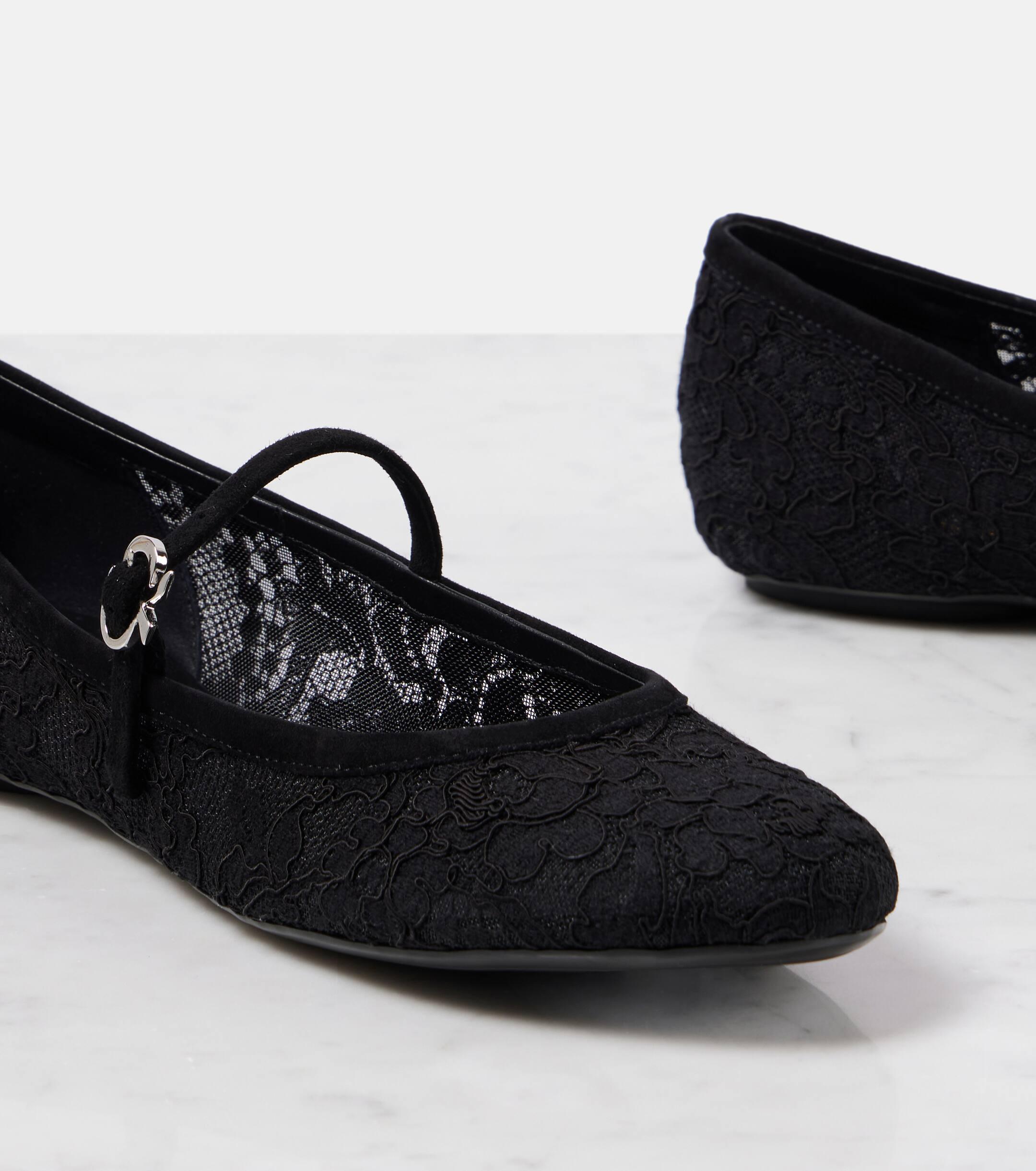 Gianvito Rossi Mj Leather Trimmed Lace Ballet Flats in Black Lyst UK