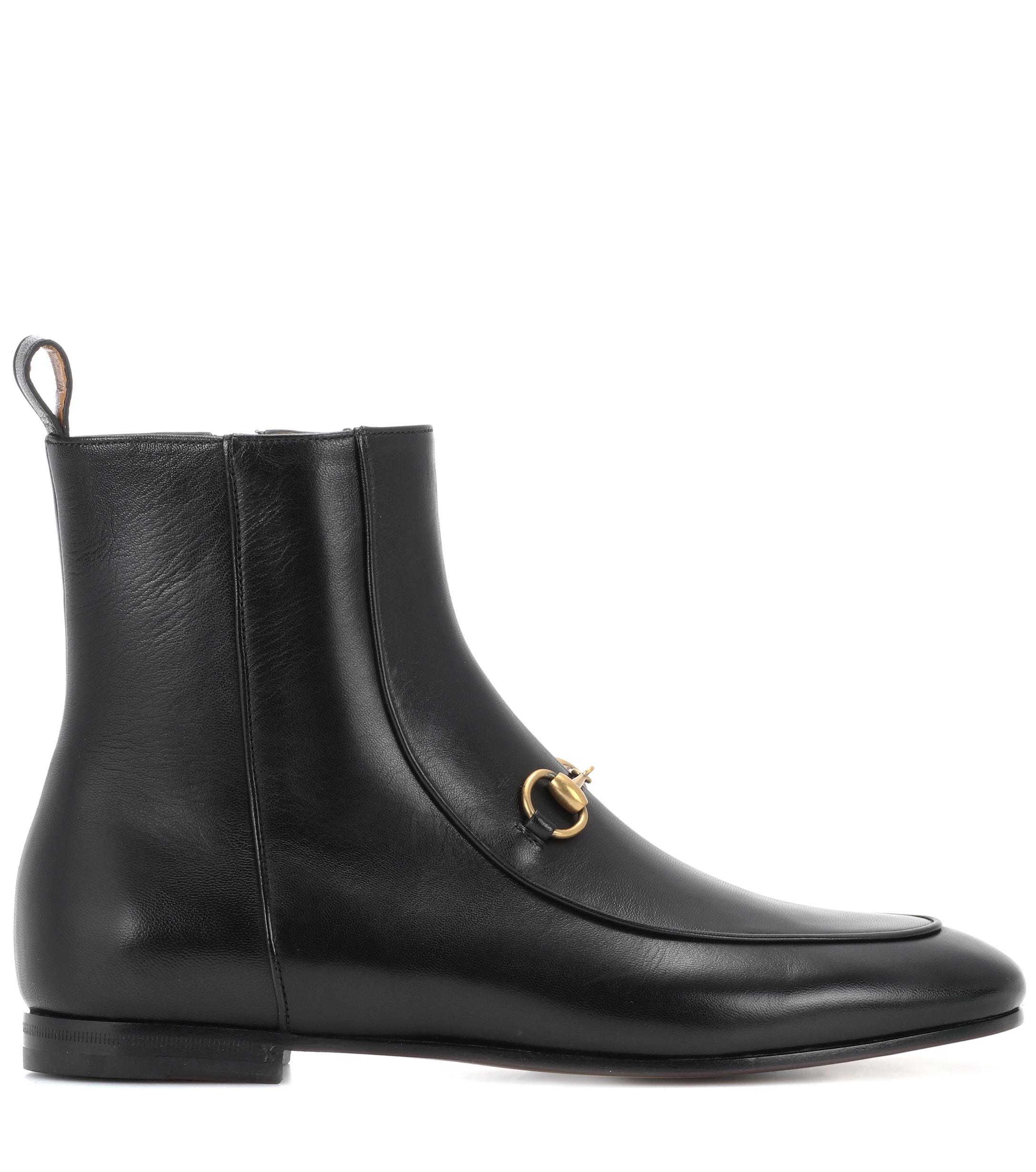 Gucci Jordaan Leather Ankle Boots in Black - Lyst