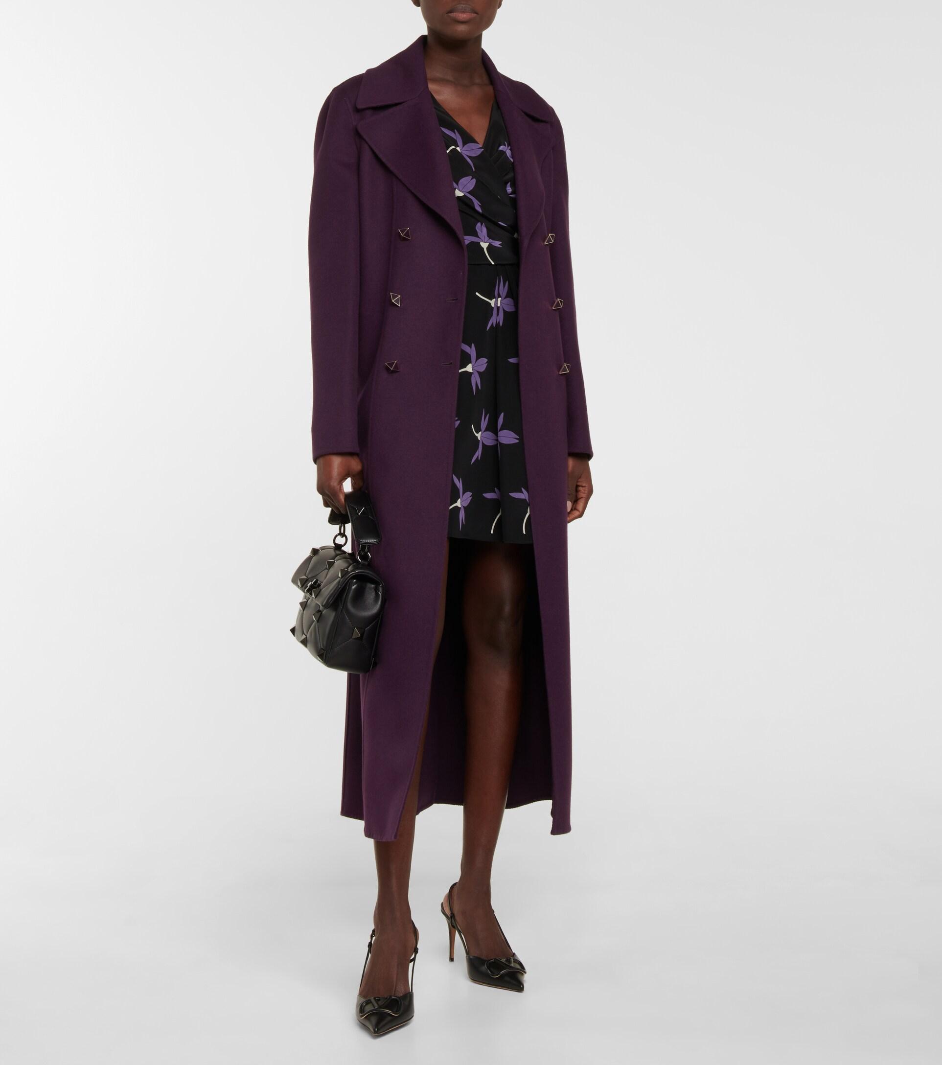 Womens Coats Valentino Coats Valentino Roman Stud Wool And Cashmere Coat in Purple 