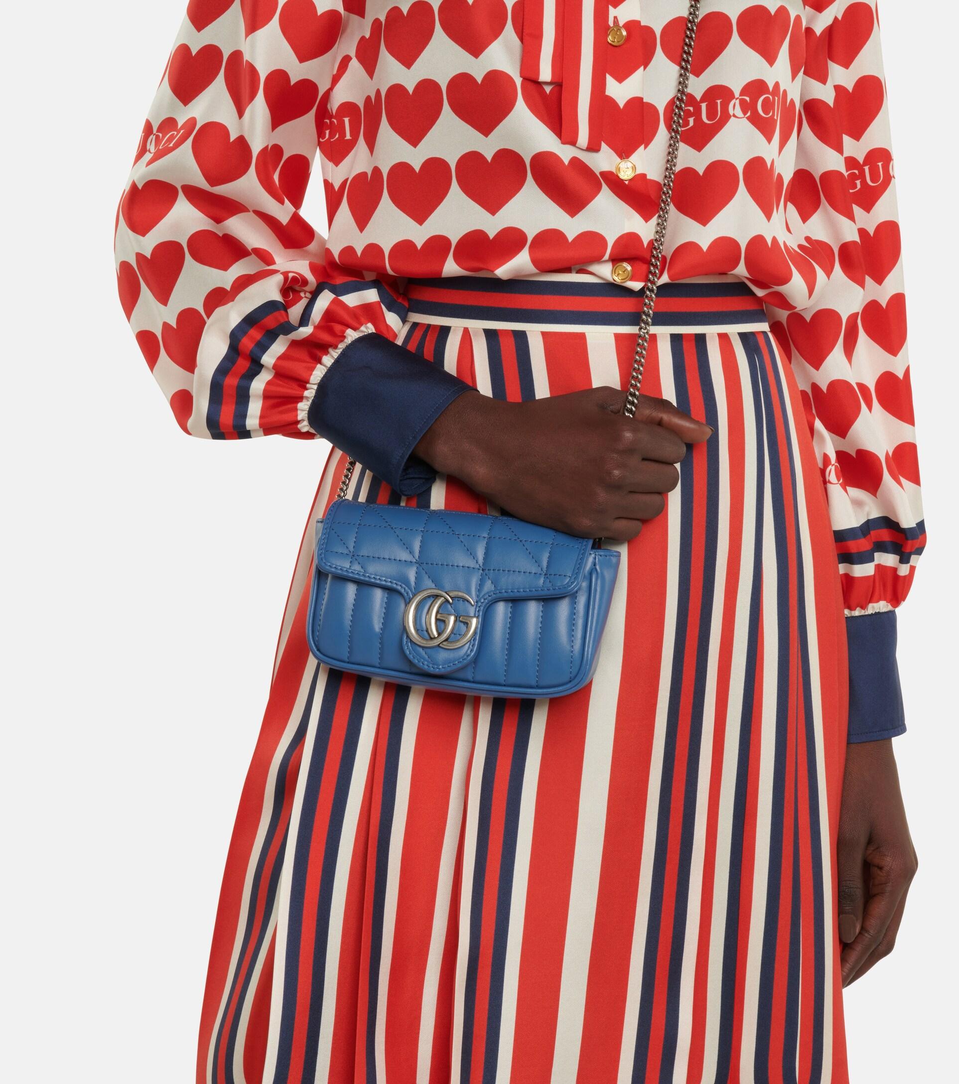 Gucci GG Marmont Super Mini Shoulder Bag in Blue