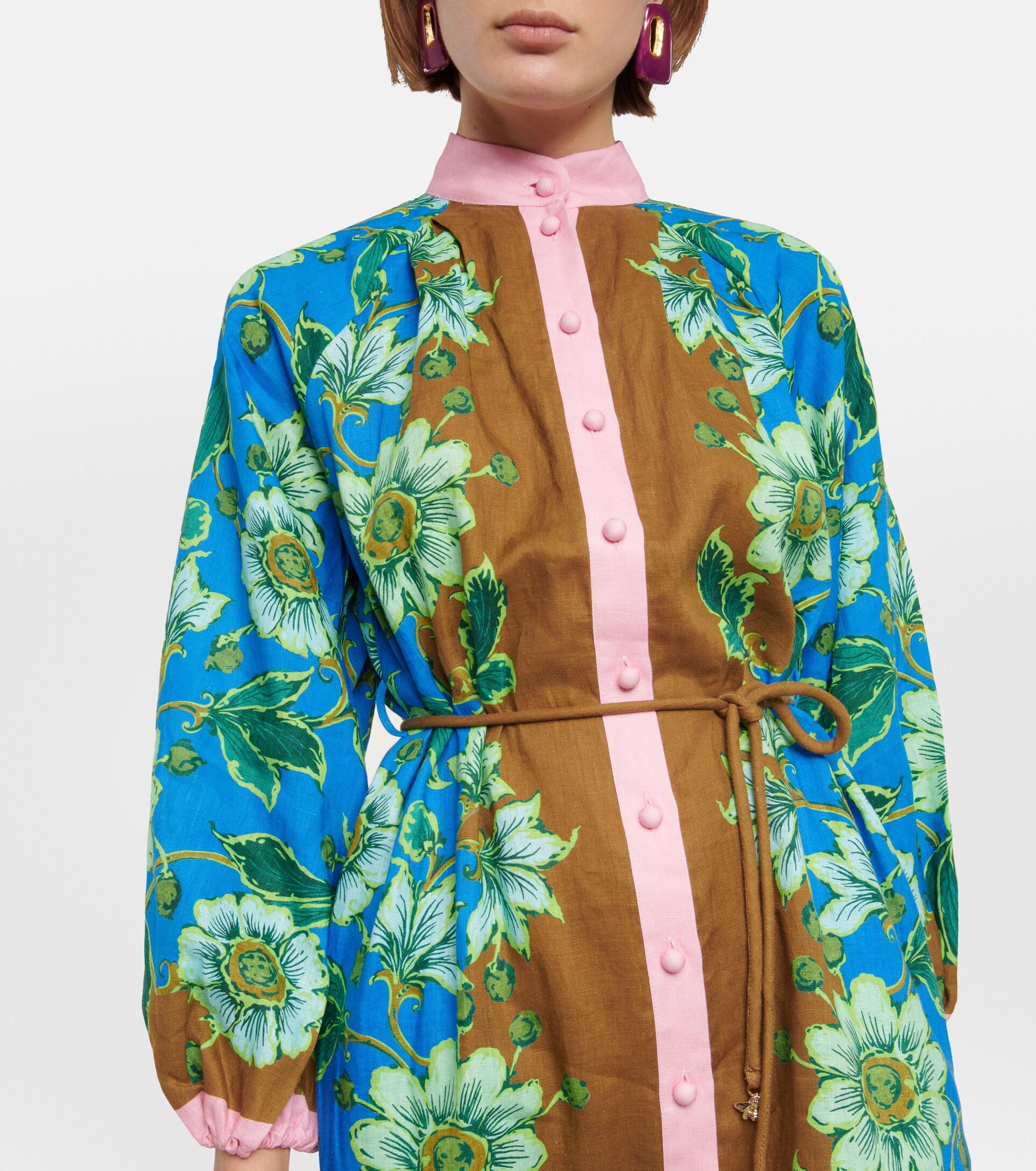 ALÉMAIS Alemais Winnie Floral Linen Shirt Dress in Blue | Lyst
