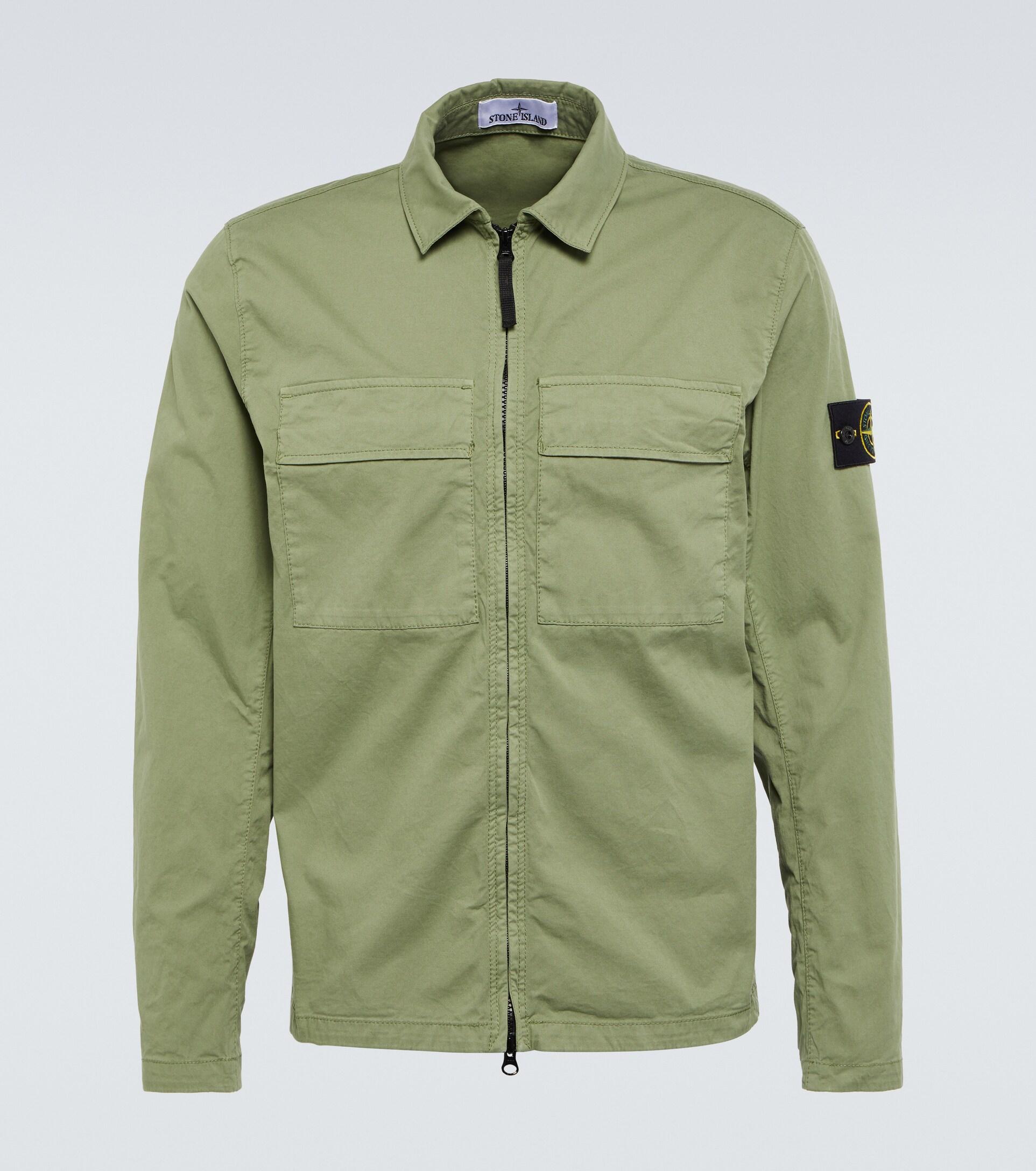 Stone Island Stretch Cotton Cargo Jacket in Green for Men | Lyst