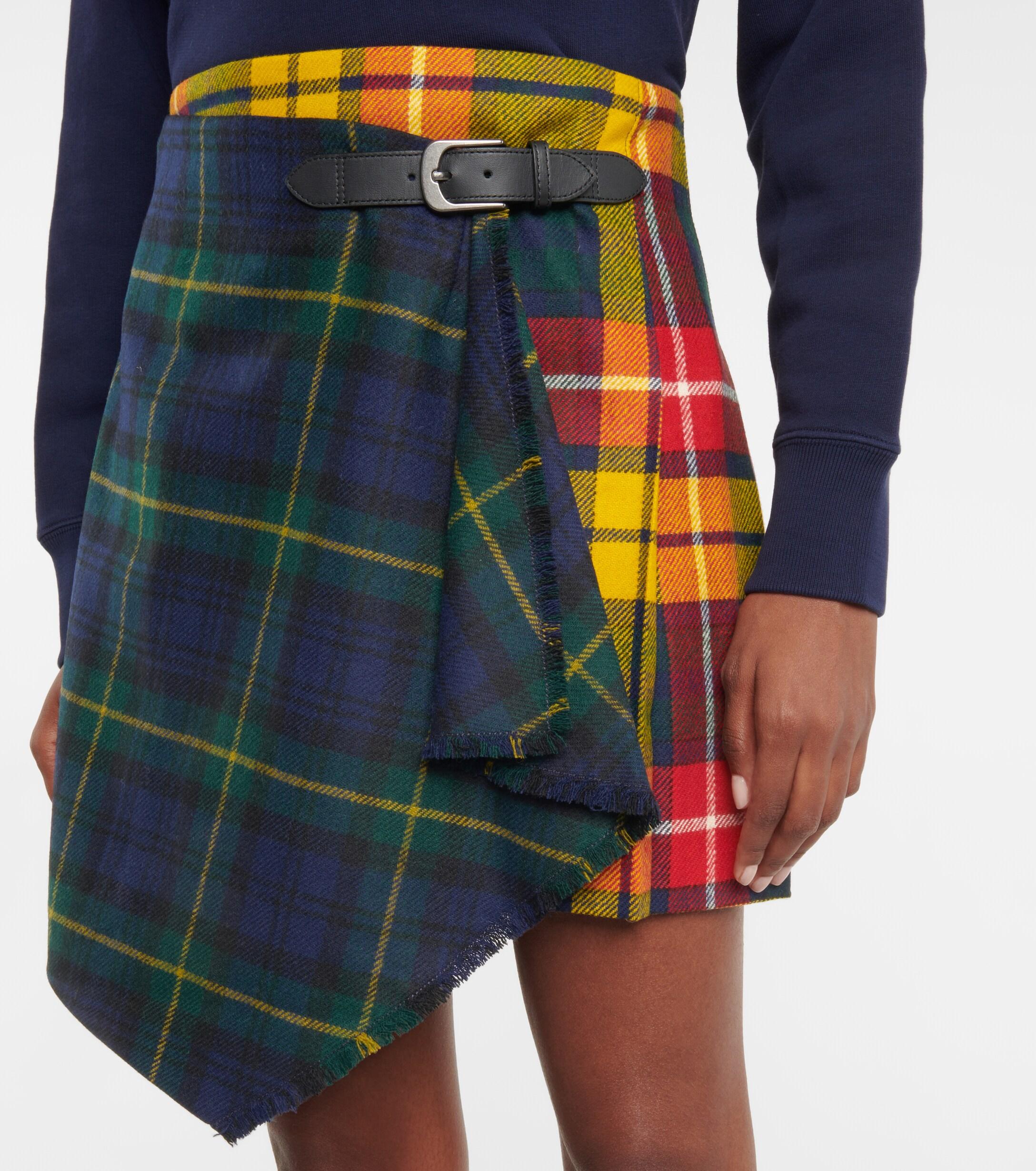 Polo Ralph Lauren Checked Wool Miniskirt | Lyst