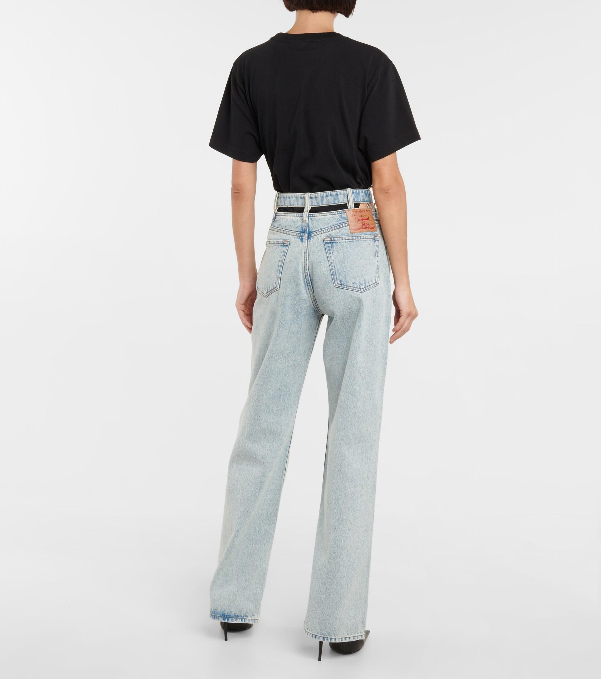 Y. Project Women's Blue Y Belt Wide-leg Jeans
