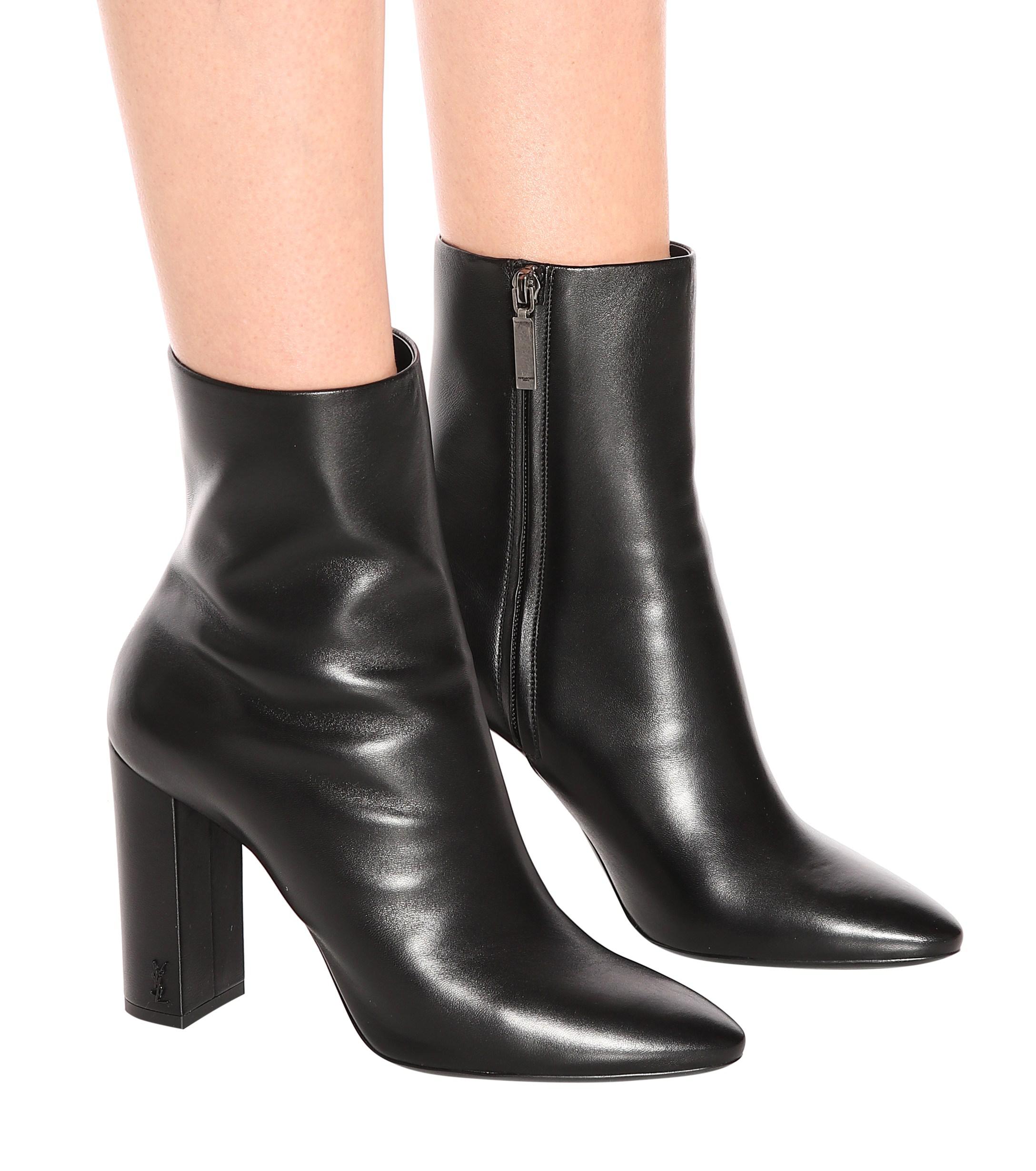 Saint Laurent Lou 95 Leather Ankle Boots in Black - Lyst