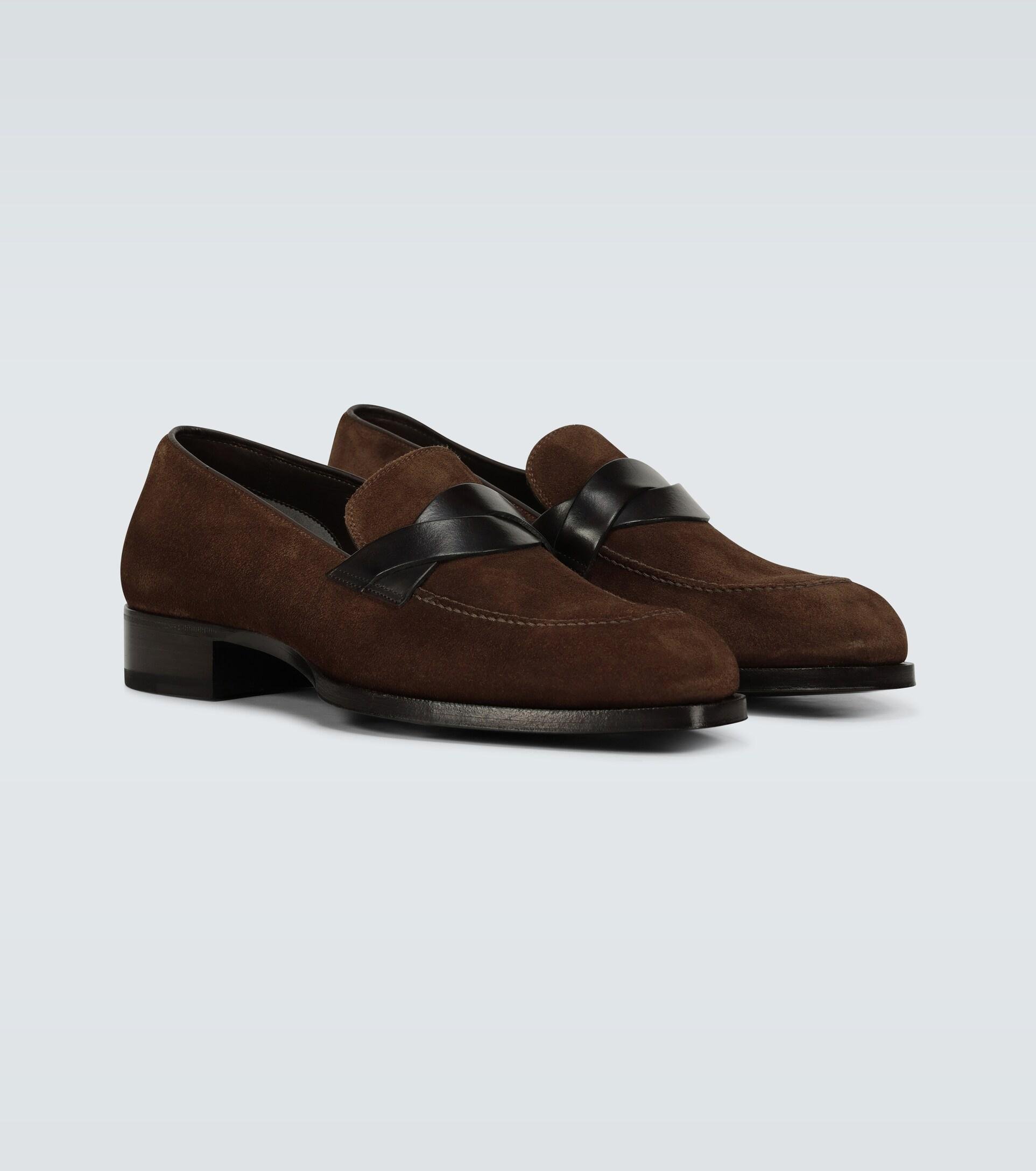 Tom Ford Suede Elkan Twisted Band Loafers in Brown for Men | Lyst
