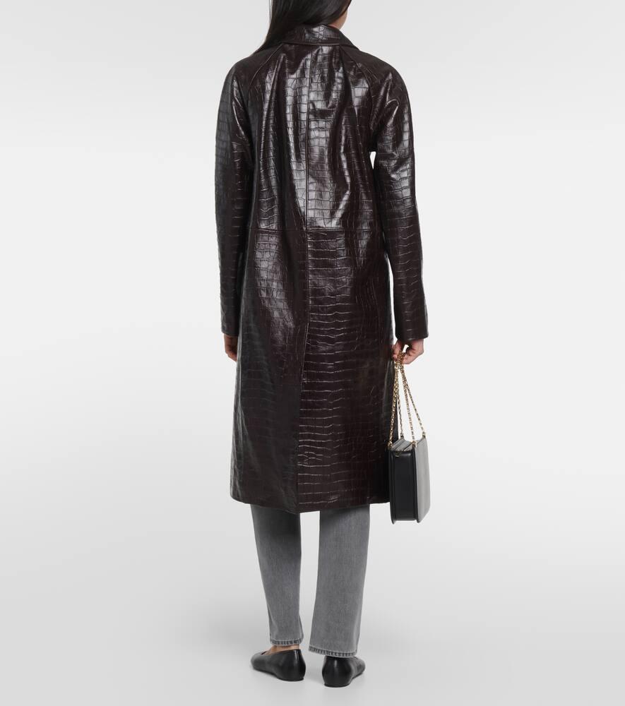 コート Toteme Croc embossed leather coat Croc-effect embossed leather coat in black - Toteme | Mytheresa