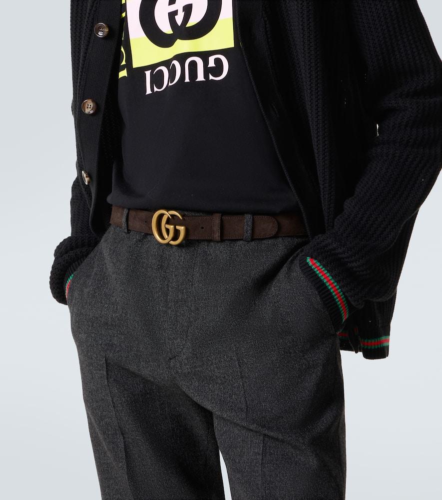 Leather Belt Men Wearing Gucci Belt Gucci Gg Marmont Suede Belt