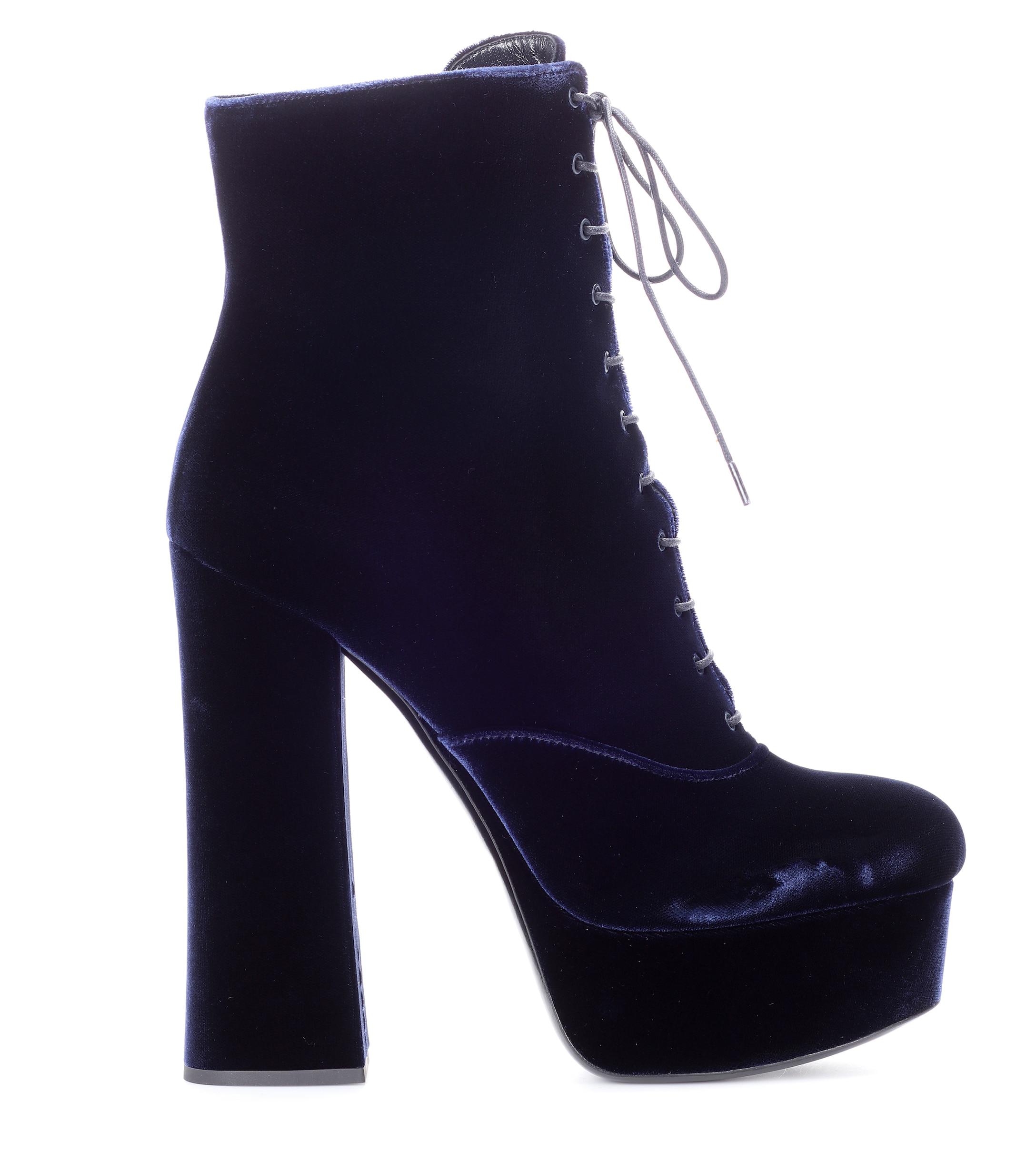 prada blue velvet boots