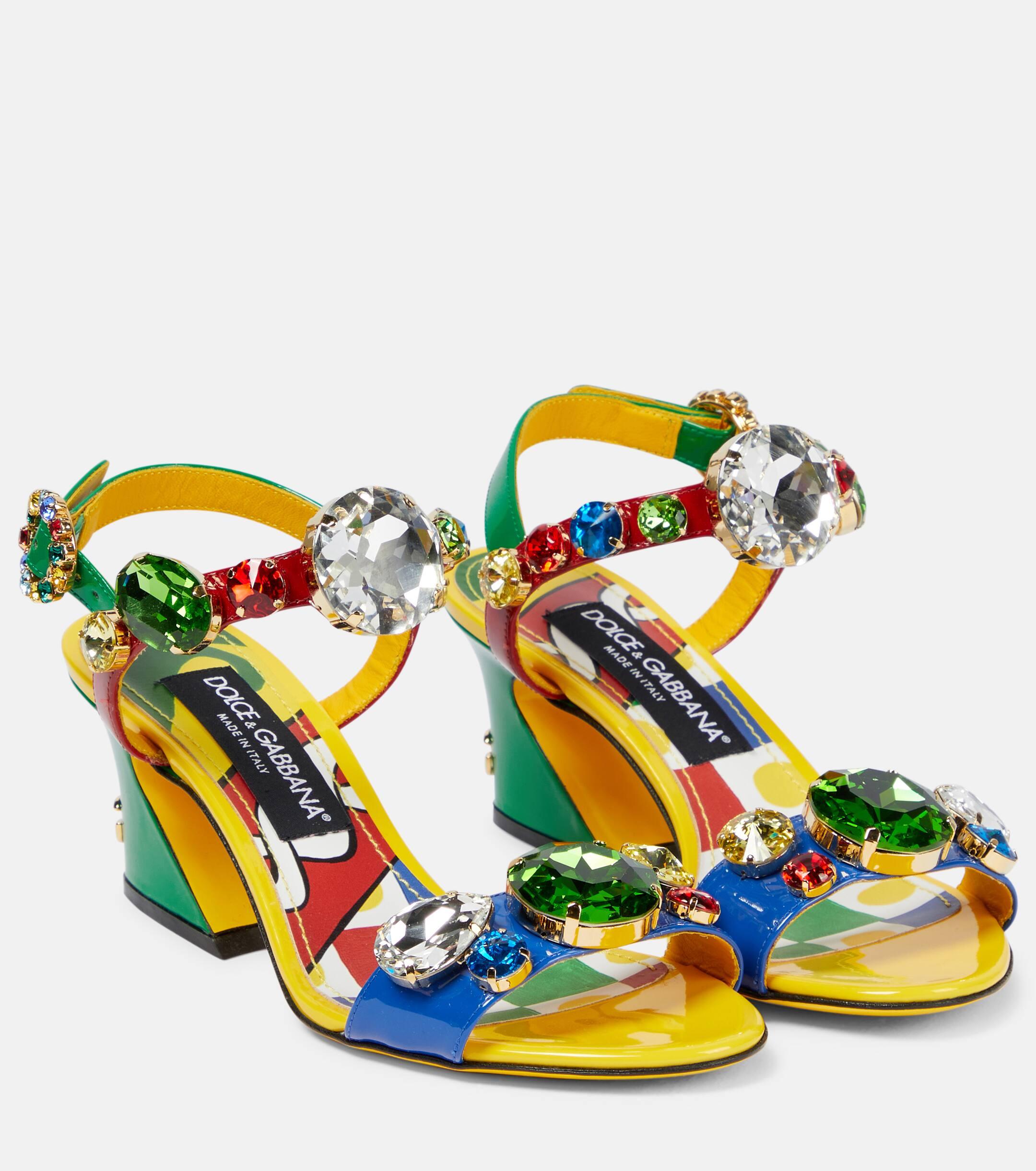 サンダル・ミュール Dolce & Gabbana Keira Patent Leather Sandals Keira logo patent leather sandals in black - Dolce Gabbana