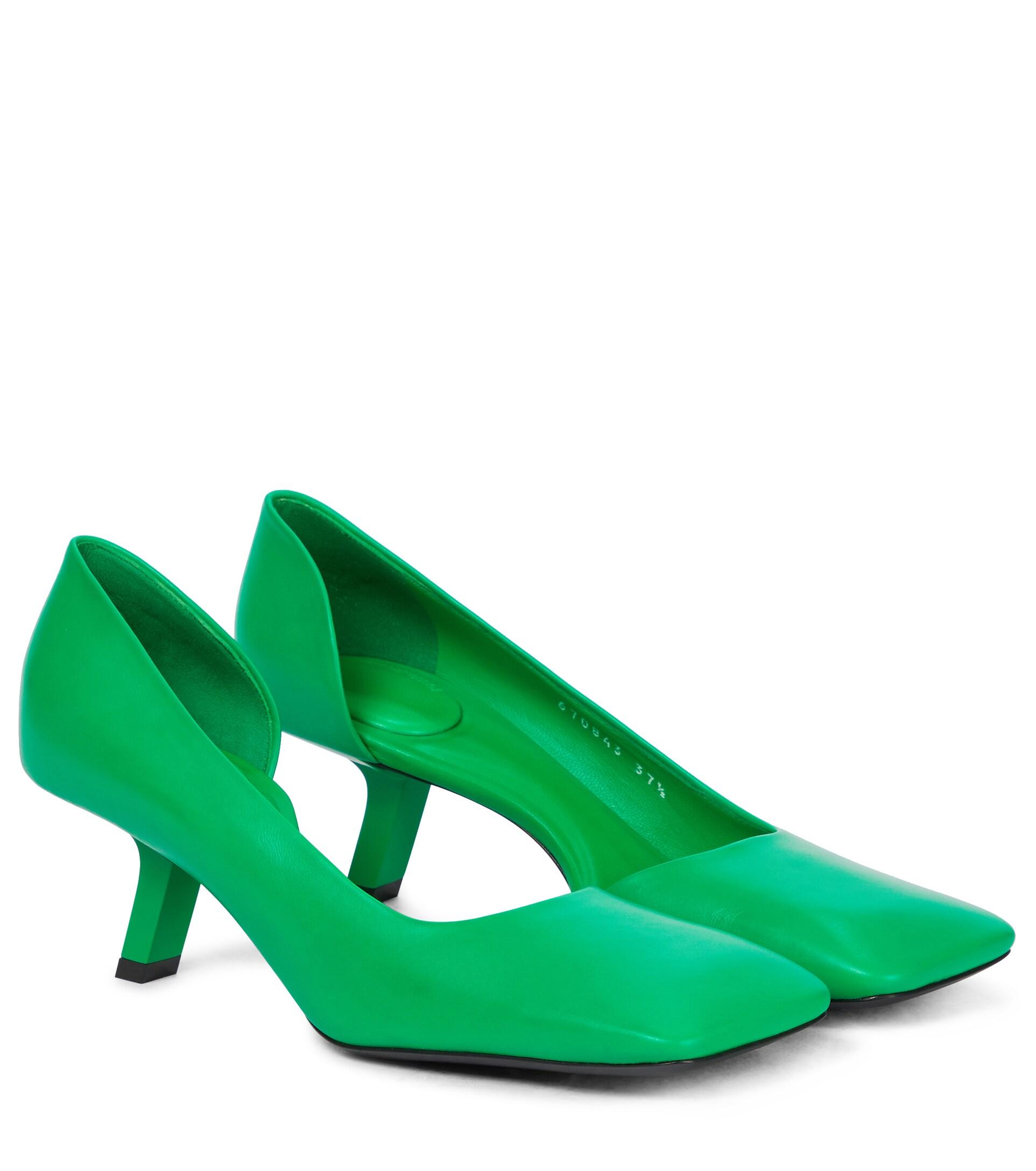 Balenciaga Void Leather D'orsay Pumps in Green | Lyst