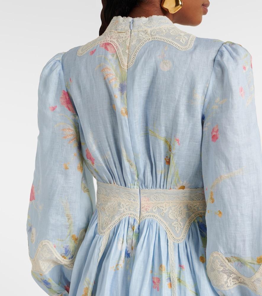 zimmermann lucky lace plunge mini dress Zimmermann Oversize Dress With Floral Motif, Women's, Cream