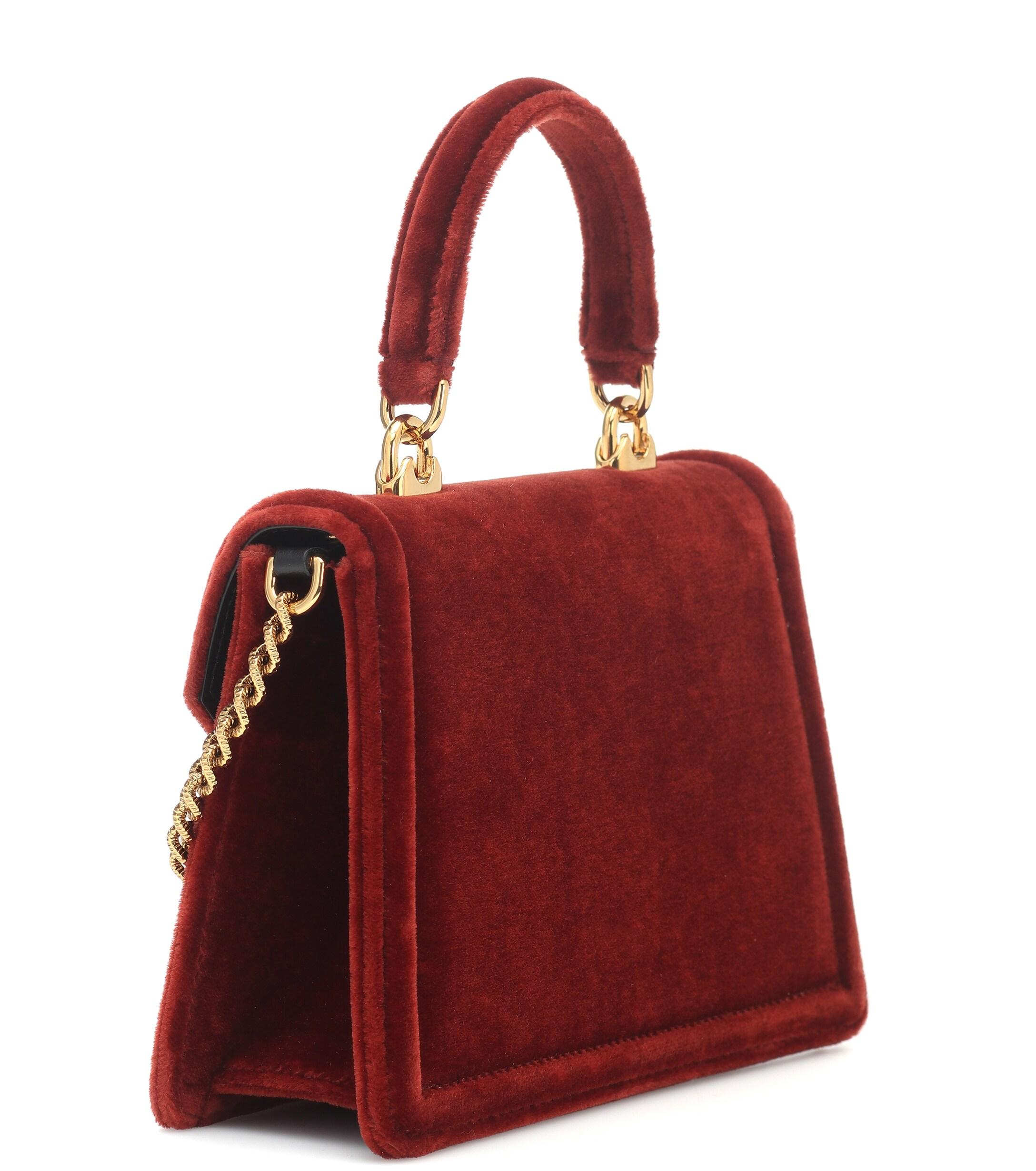 Dolce & Gabbana Devotion Small Velvet Shoulder Bag in Red - Lyst