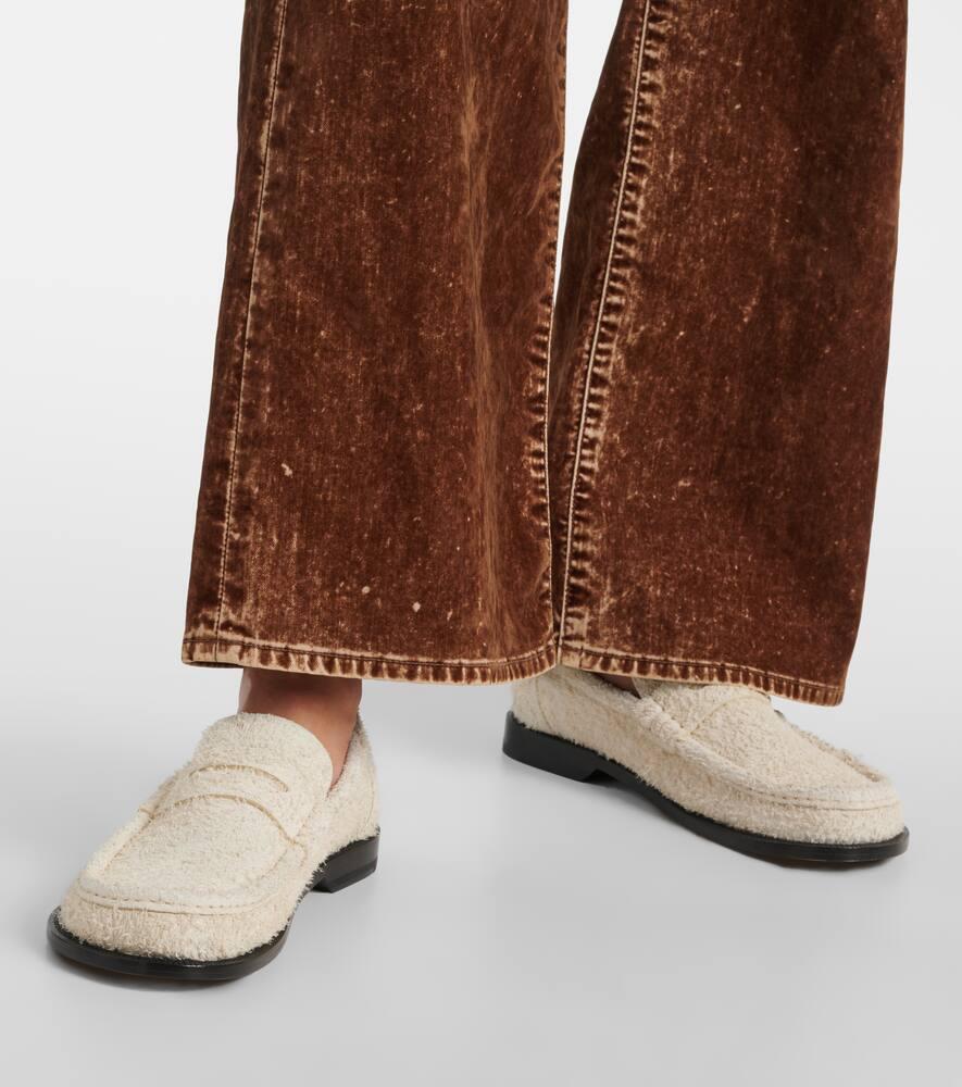 Loewe Campo Brushed Suede Penny Loafers in White | Lyst