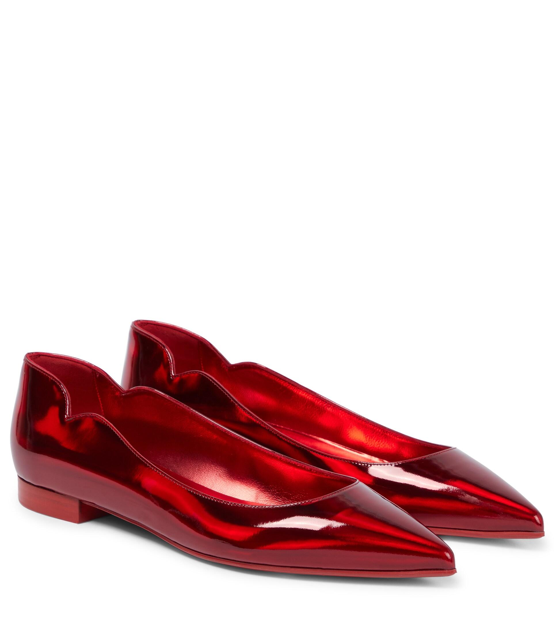 Christian Louboutin Hot Chickita Patent Leather Ballet Flats in Red | Lyst