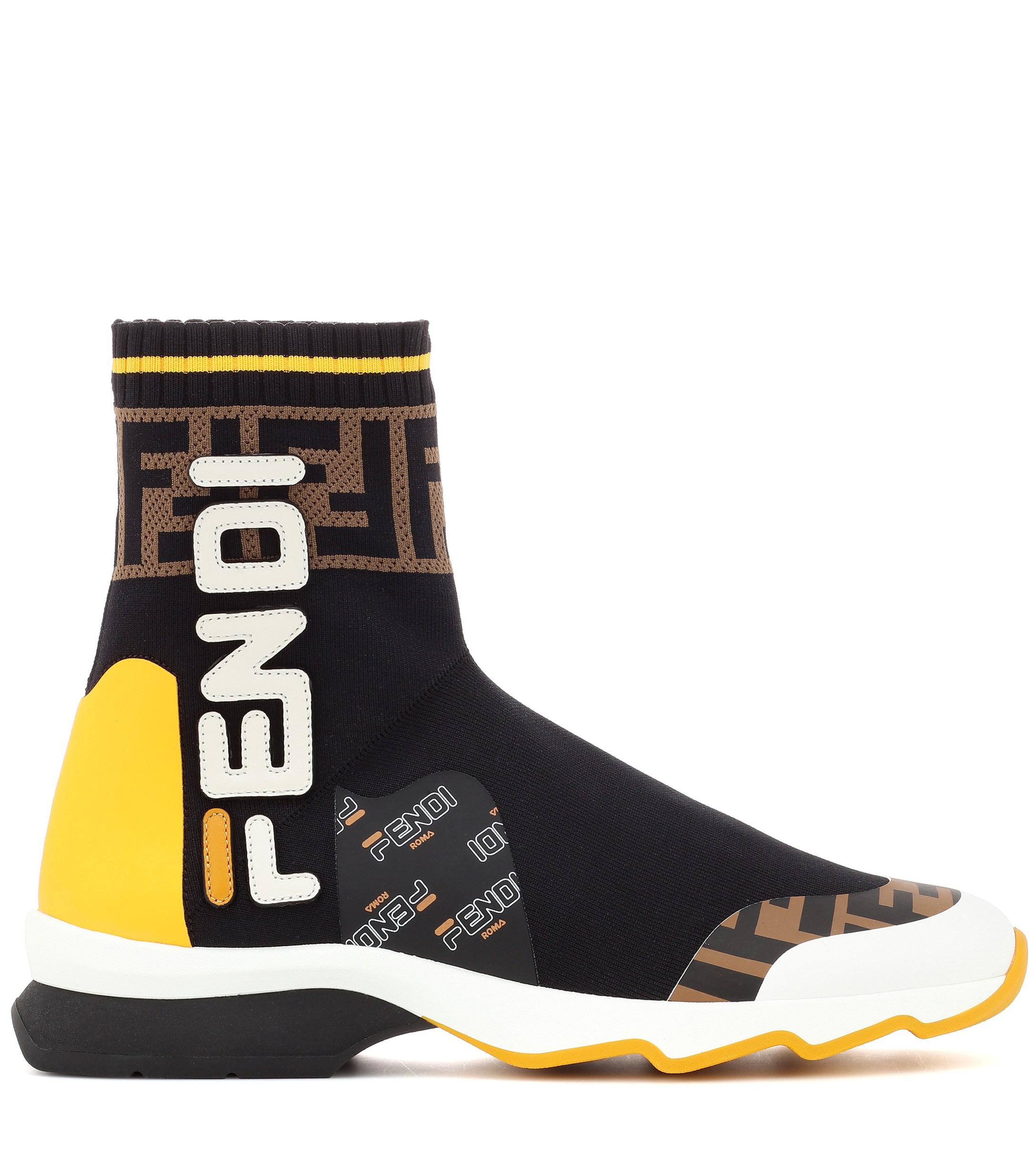Fendi Leather X Fila Sock Sneakers in 