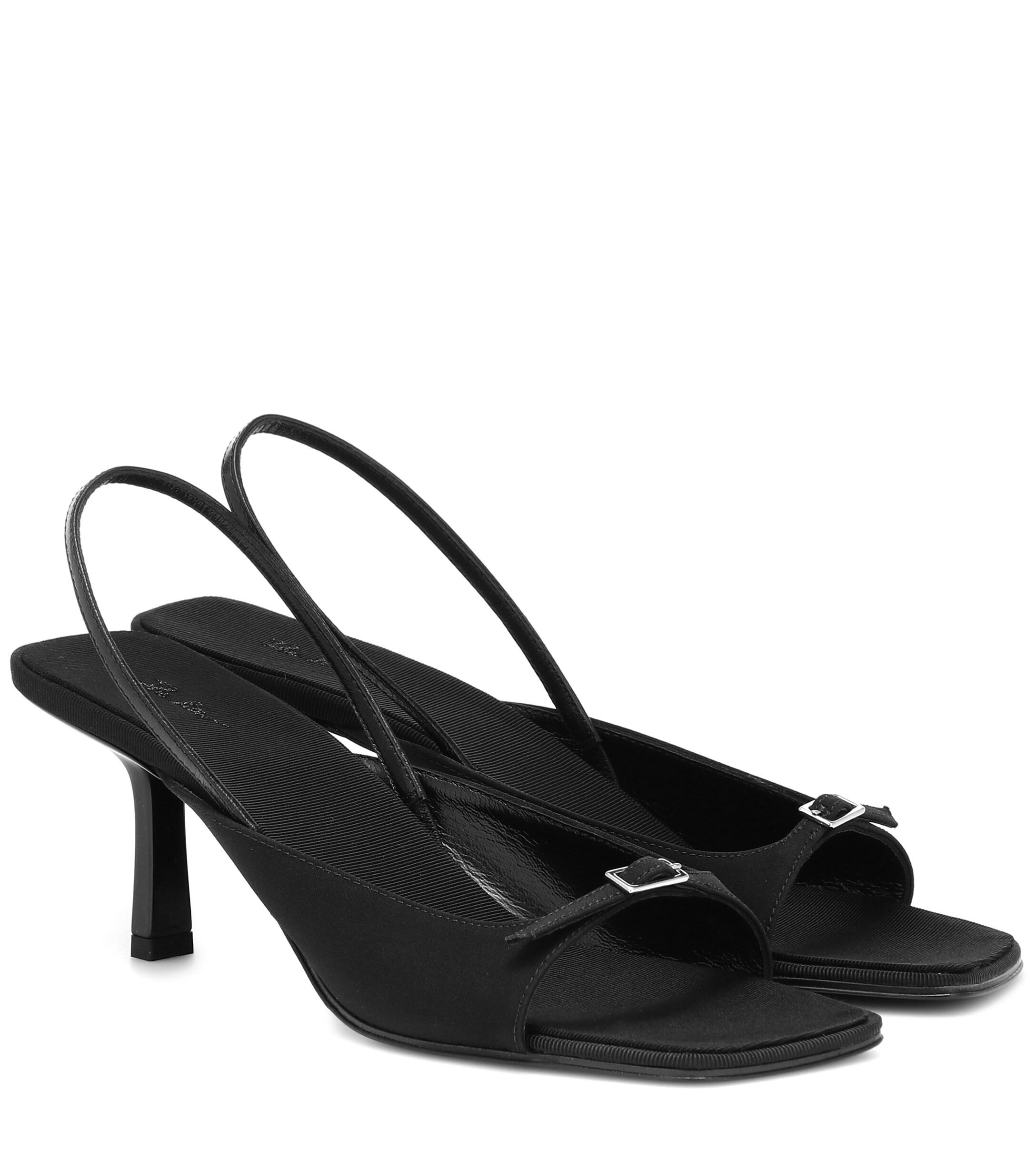 The Row Buckle Sling Crêpe De Chine Sandals in Black | Lyst