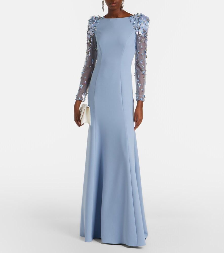 green emerald velvet dress Ladivine 7481 Elegant Formal A-Line Gown Light Blue / 14 main image 1
