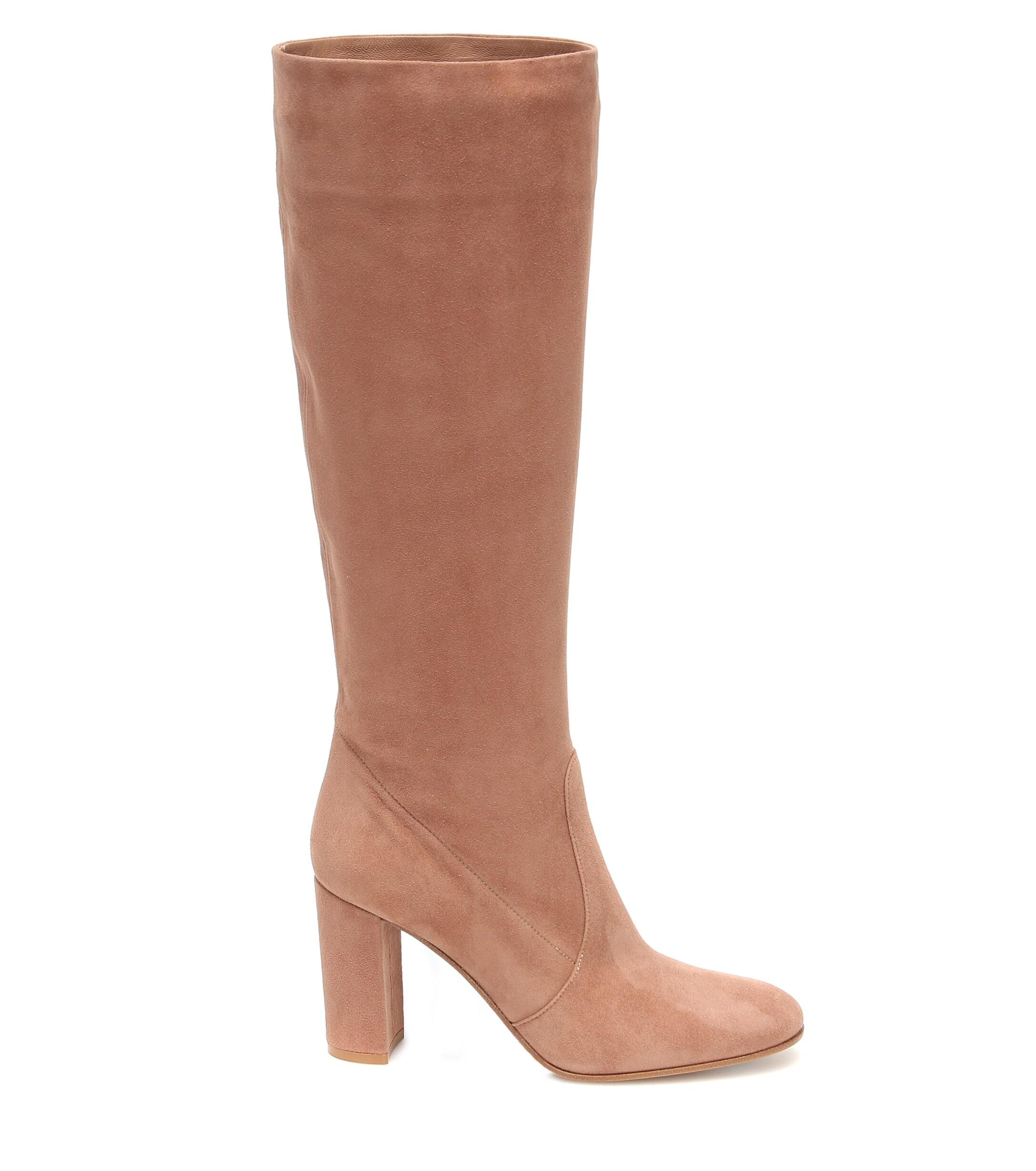 Gianvito Rossi Glen 85 Suede Knee-high Boots in Pink - Lyst