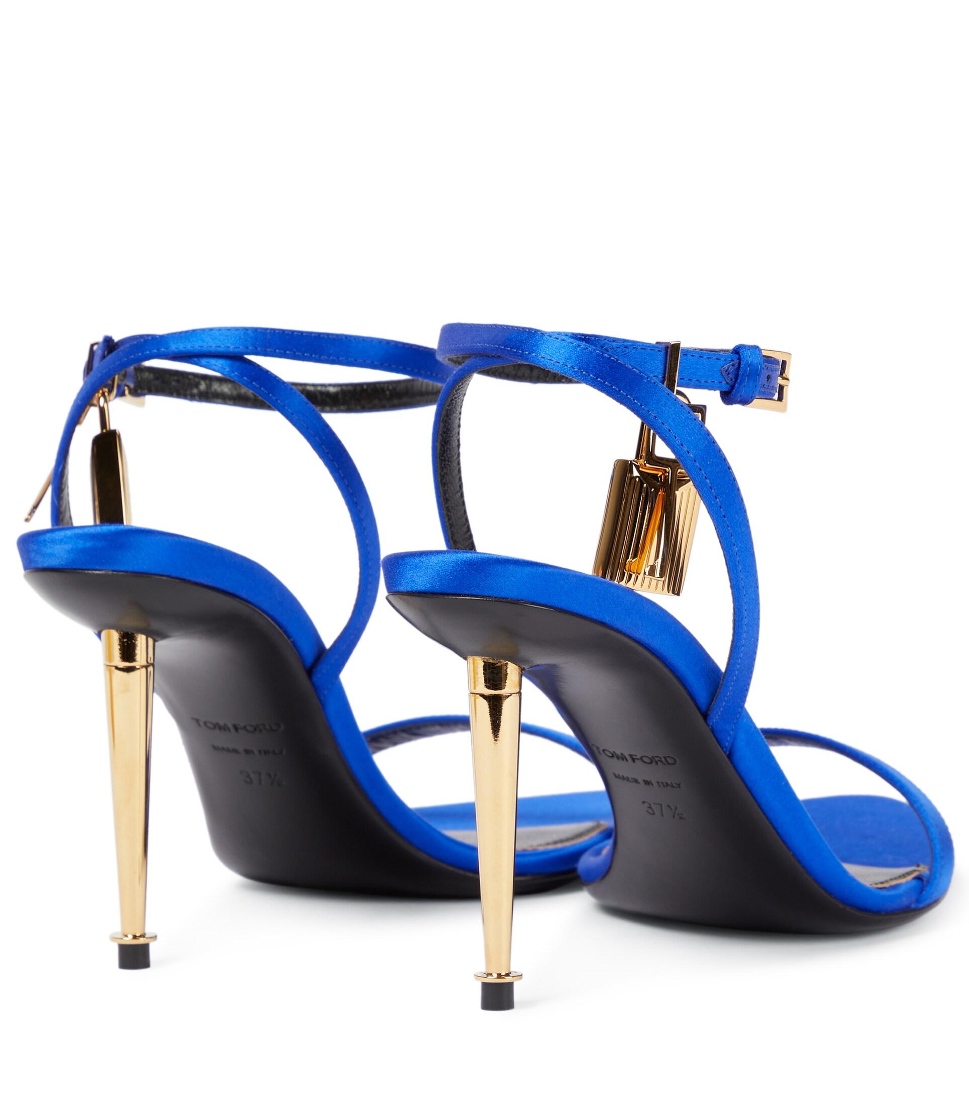 Blue satin diamante heeled sandals - Shoelace - Women's Shoes, Bags and  Fashion
